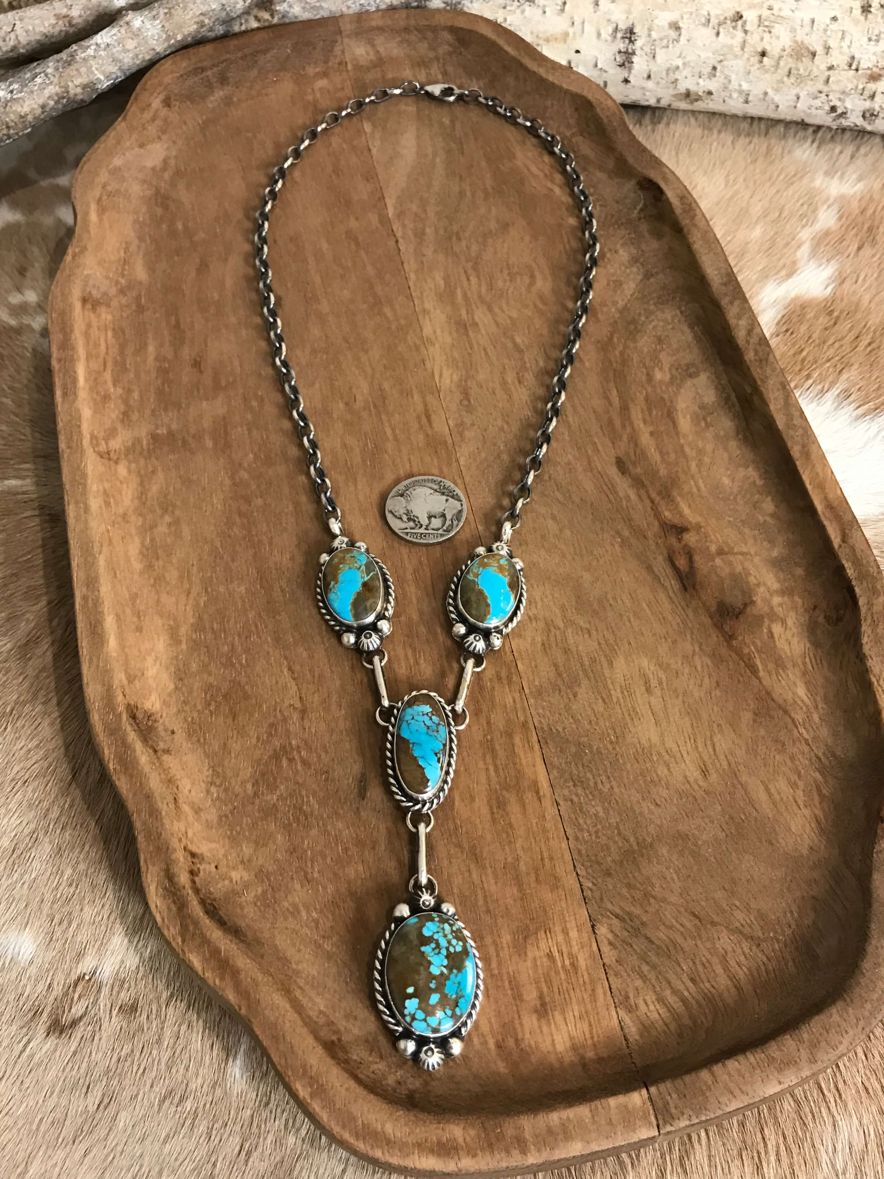 The Copeland Lariat Necklace Set, 25-Necklaces-Calli Co., Turquoise and Silver Jewelry, Native American Handmade, Zuni Tribe, Navajo Tribe, Brock Texas