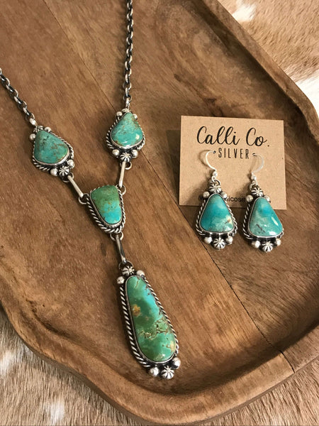 Women's Navajo Made Turquoise Lariat Necklace Set | Calli Co