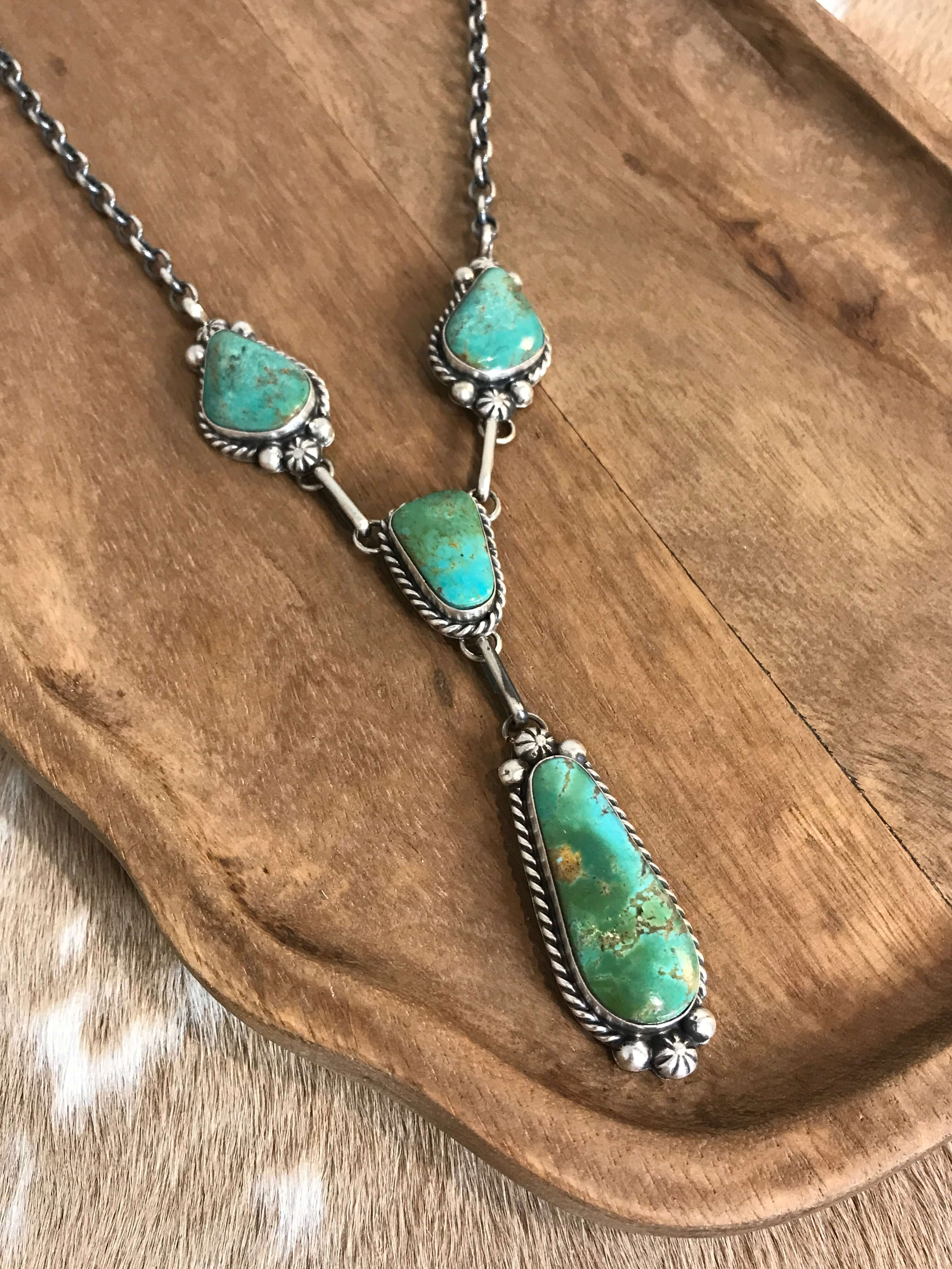 The Copeland Lariat Necklace Set, 26-Necklaces-Calli Co., Turquoise and Silver Jewelry, Native American Handmade, Zuni Tribe, Navajo Tribe, Brock Texas