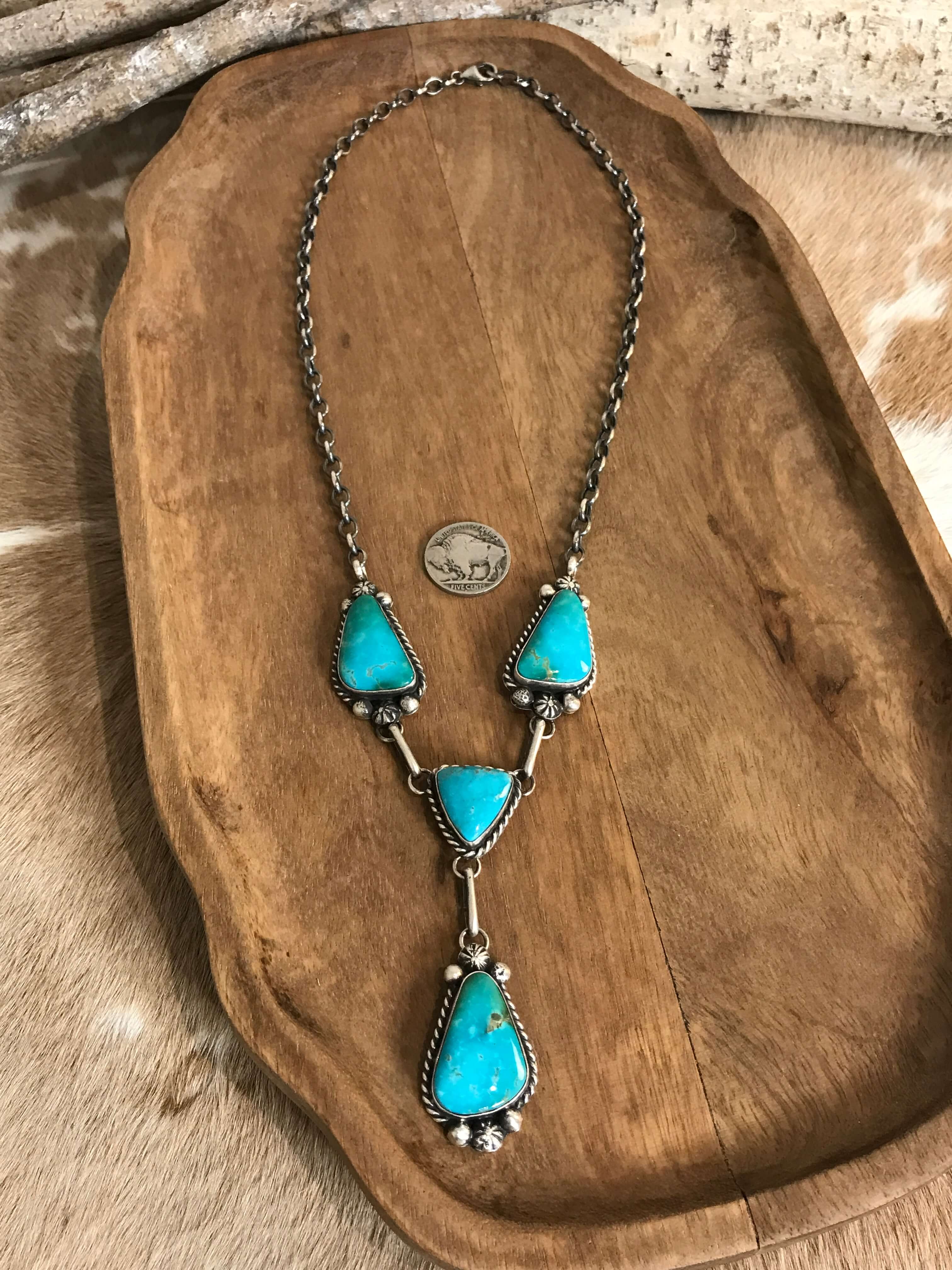 The Copeland Lariat Necklace Set, 28-Necklaces-Calli Co., Turquoise and Silver Jewelry, Native American Handmade, Zuni Tribe, Navajo Tribe, Brock Texas