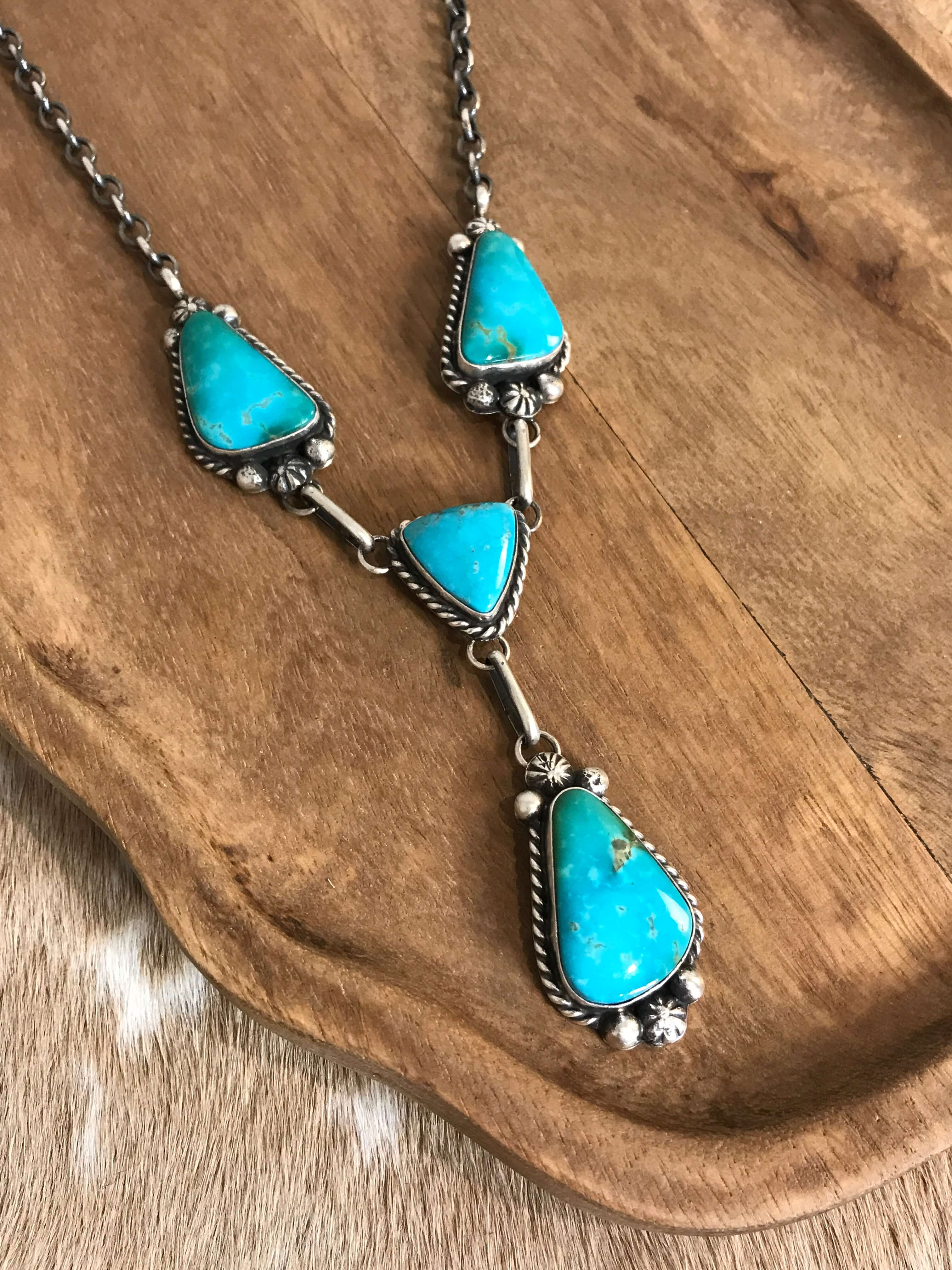 The Copeland Lariat Necklace Set, 28-Necklaces-Calli Co., Turquoise and Silver Jewelry, Native American Handmade, Zuni Tribe, Navajo Tribe, Brock Texas