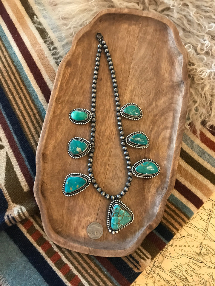 The Portola Turquoise Statement Necklace-Necklaces-Calli Co., Turquoise and Silver Jewelry, Native American Handmade, Zuni Tribe, Navajo Tribe, Brock Texas
