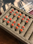 The Petite Red Spiny Studs-Earrings-Calli Co., Turquoise and Silver Jewelry, Native American Handmade, Zuni Tribe, Navajo Tribe, Brock Texas