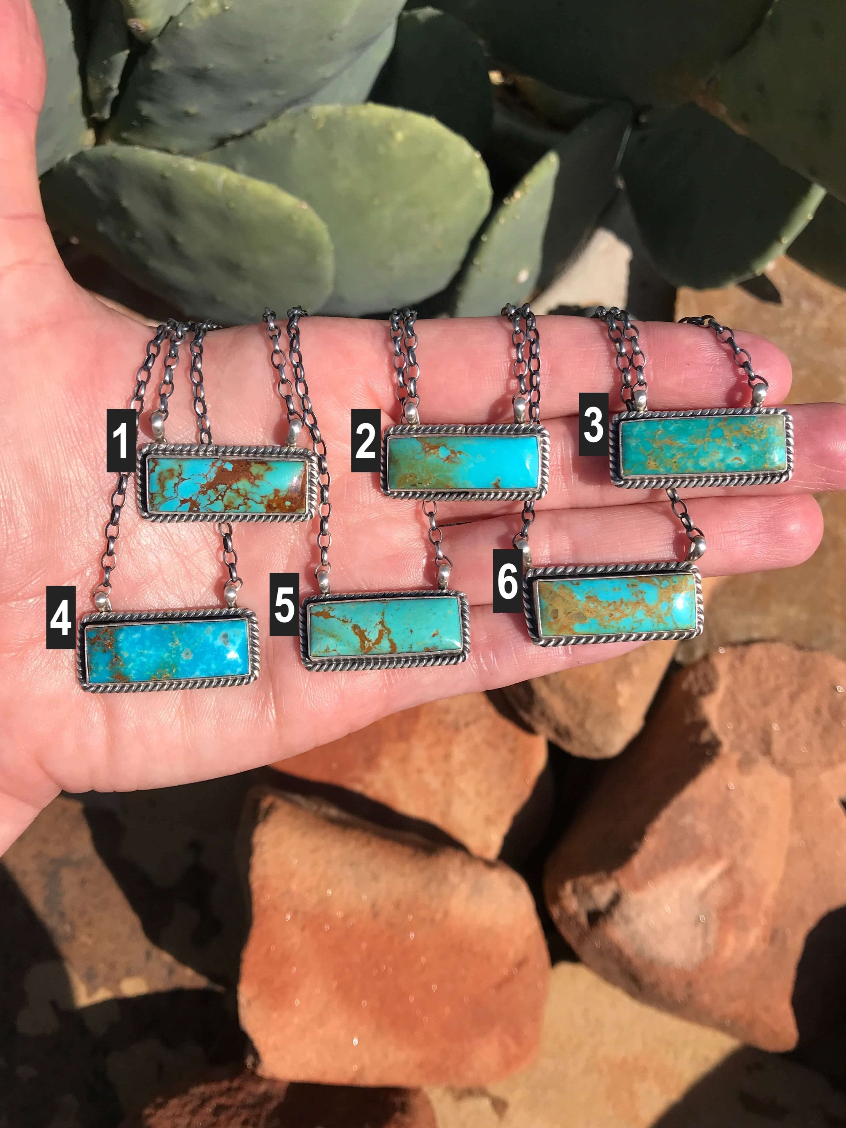 The Big Chief Turquoise Bar Necklaces-Necklaces-Calli Co., Turquoise and Silver Jewelry, Native American Handmade, Zuni Tribe, Navajo Tribe, Brock Texas