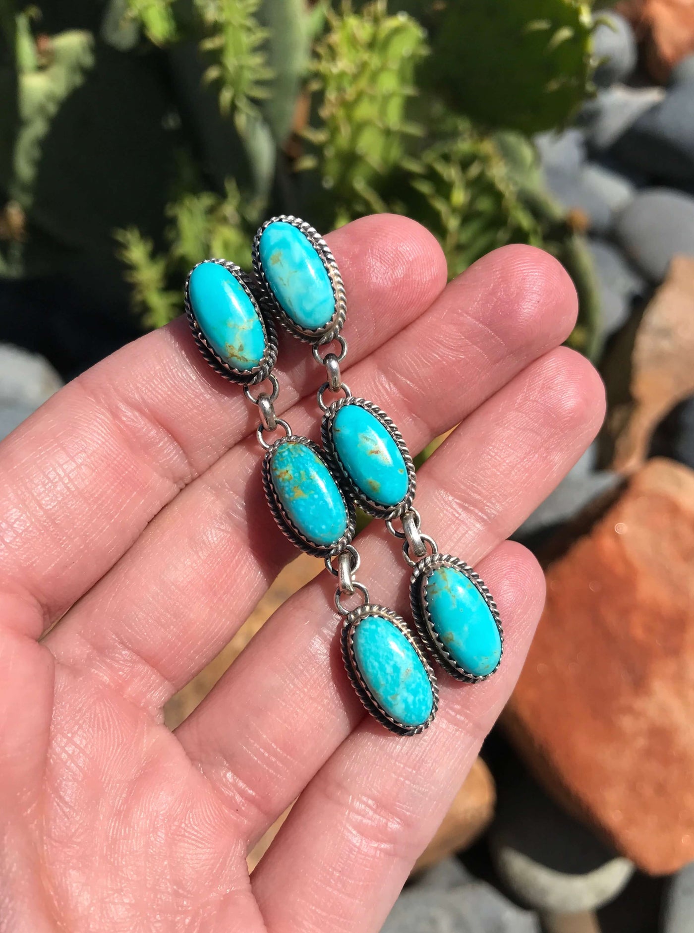 The Lamberton Earrings, 2-Earrings-Calli Co., Turquoise and Silver Jewelry, Native American Handmade, Zuni Tribe, Navajo Tribe, Brock Texas