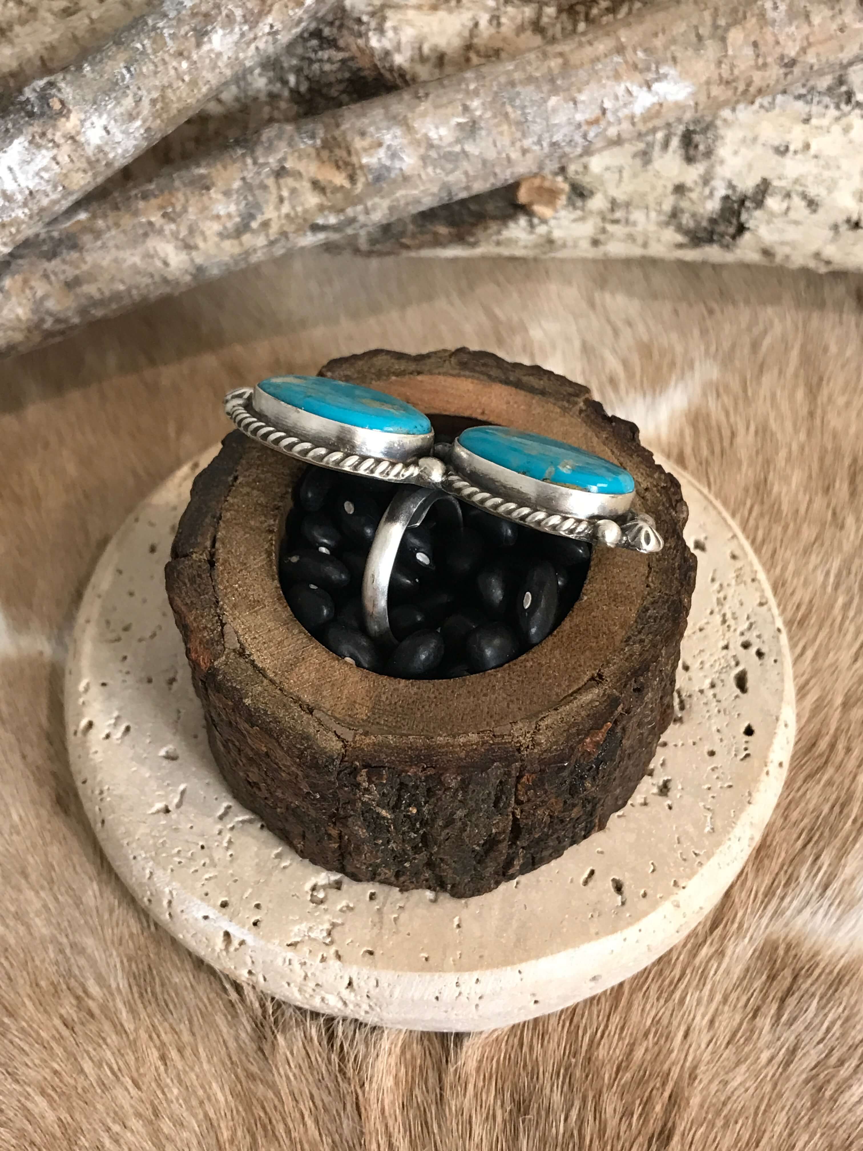 The Casa Loma Adjustable Ring, 2-Rings-Calli Co., Turquoise and Silver Jewelry, Native American Handmade, Zuni Tribe, Navajo Tribe, Brock Texas