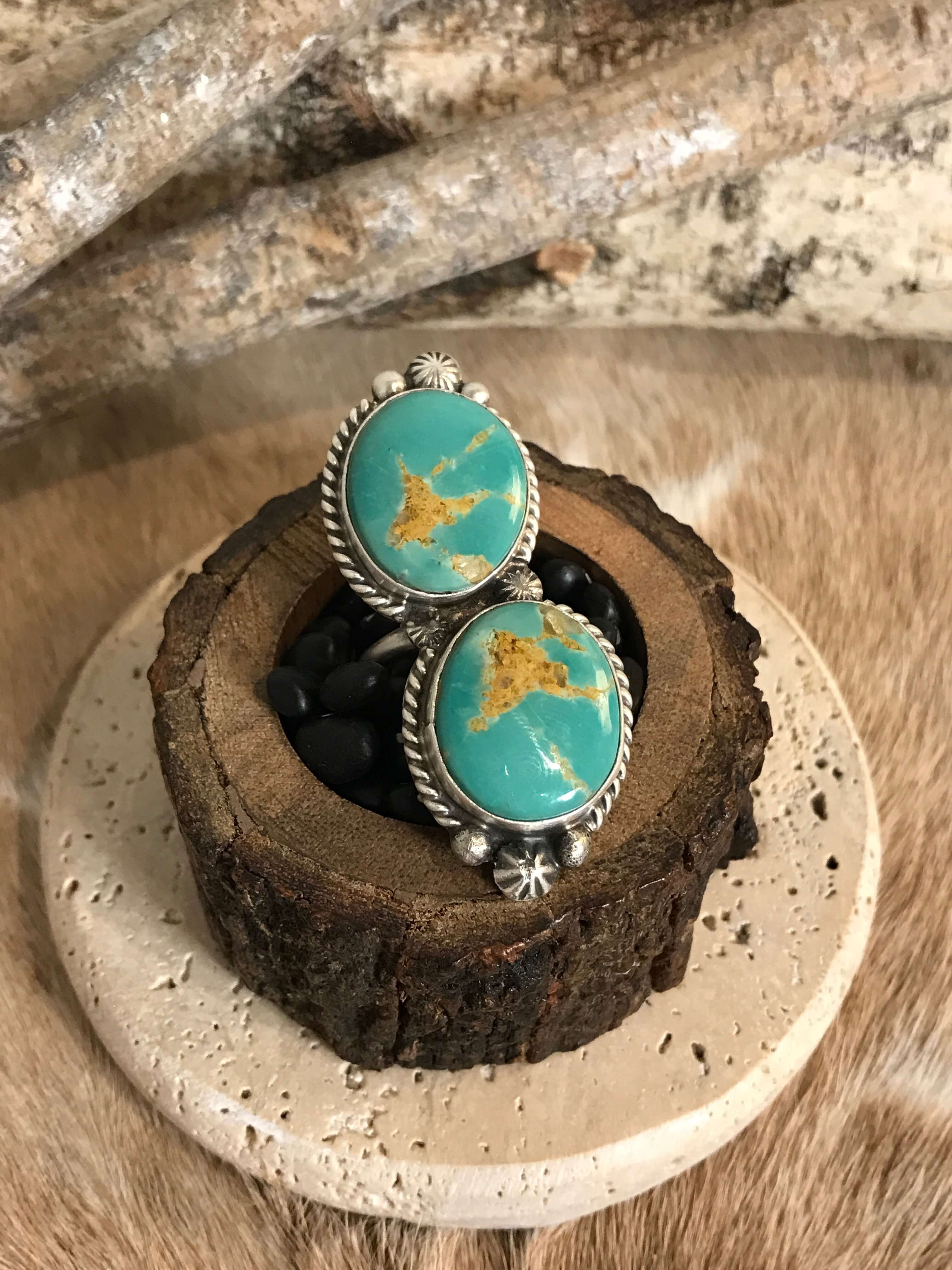 The Casa Loma Adjustable Ring, 5-Rings-Calli Co., Turquoise and Silver Jewelry, Native American Handmade, Zuni Tribe, Navajo Tribe, Brock Texas