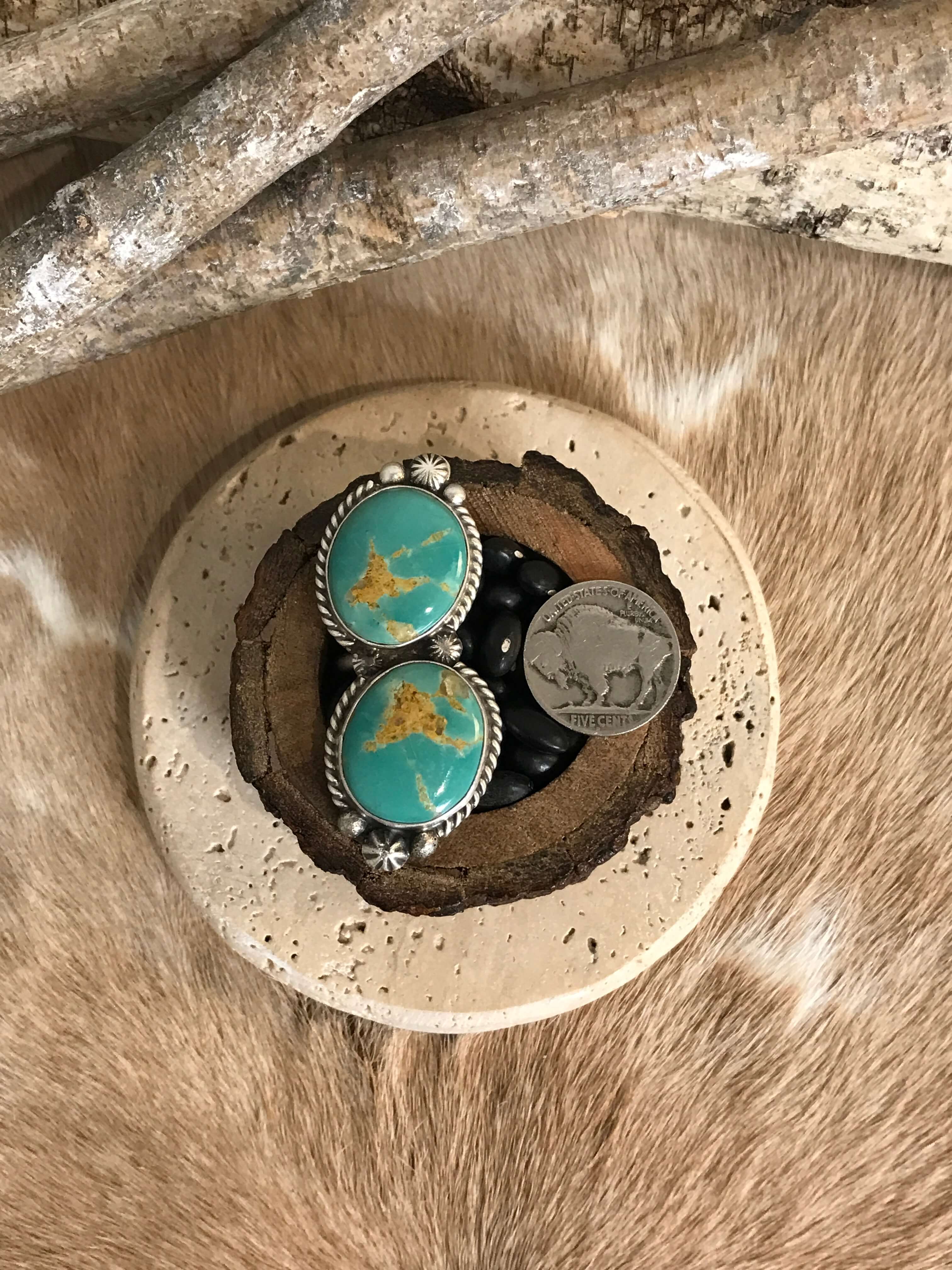 The Casa Loma Adjustable Ring, 5-Rings-Calli Co., Turquoise and Silver Jewelry, Native American Handmade, Zuni Tribe, Navajo Tribe, Brock Texas