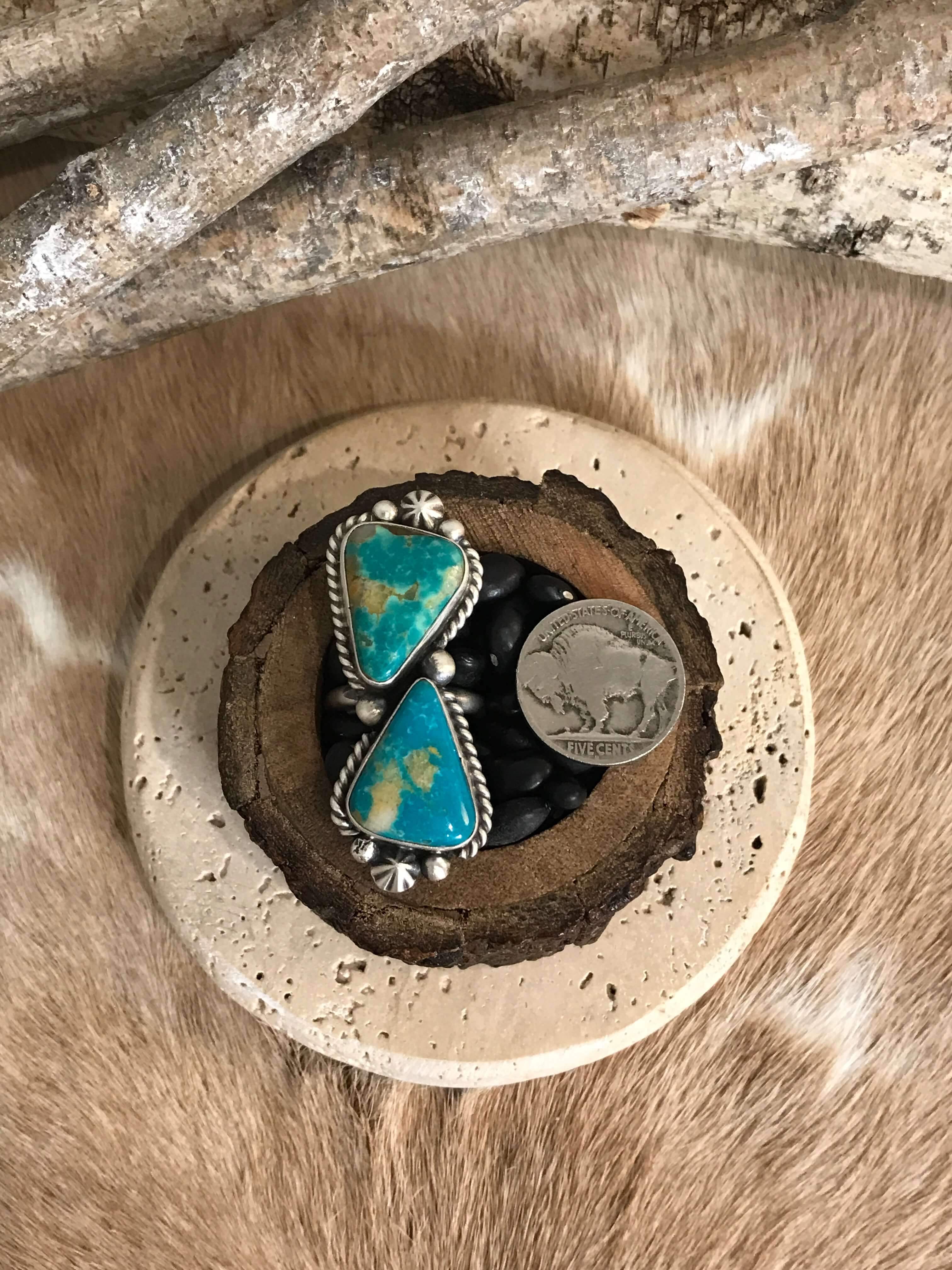 The Casa Loma Adjustable Ring, 6-Rings-Calli Co., Turquoise and Silver Jewelry, Native American Handmade, Zuni Tribe, Navajo Tribe, Brock Texas