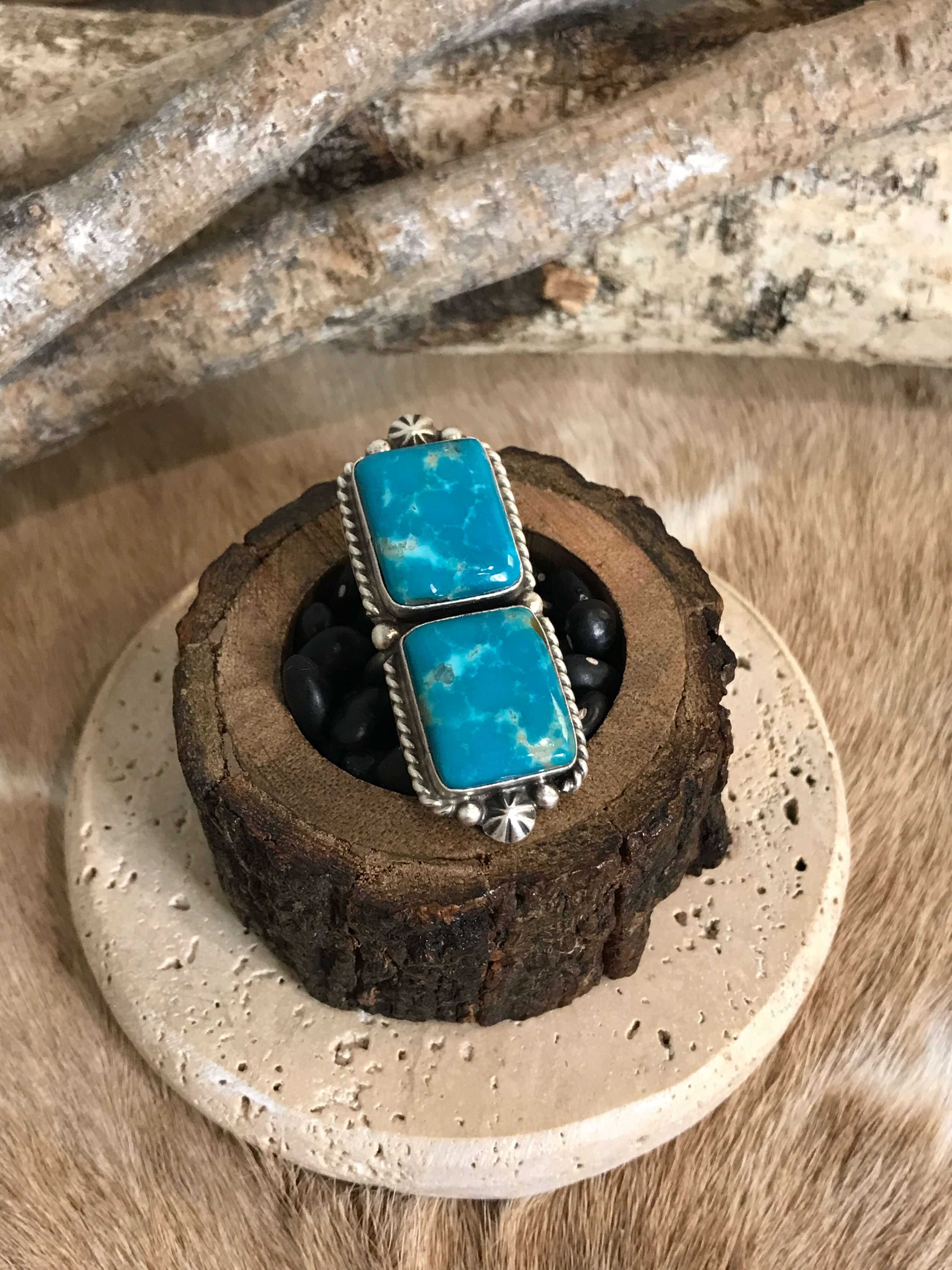 The Casa Loma Adjustable Ring, 7-Rings-Calli Co., Turquoise and Silver Jewelry, Native American Handmade, Zuni Tribe, Navajo Tribe, Brock Texas