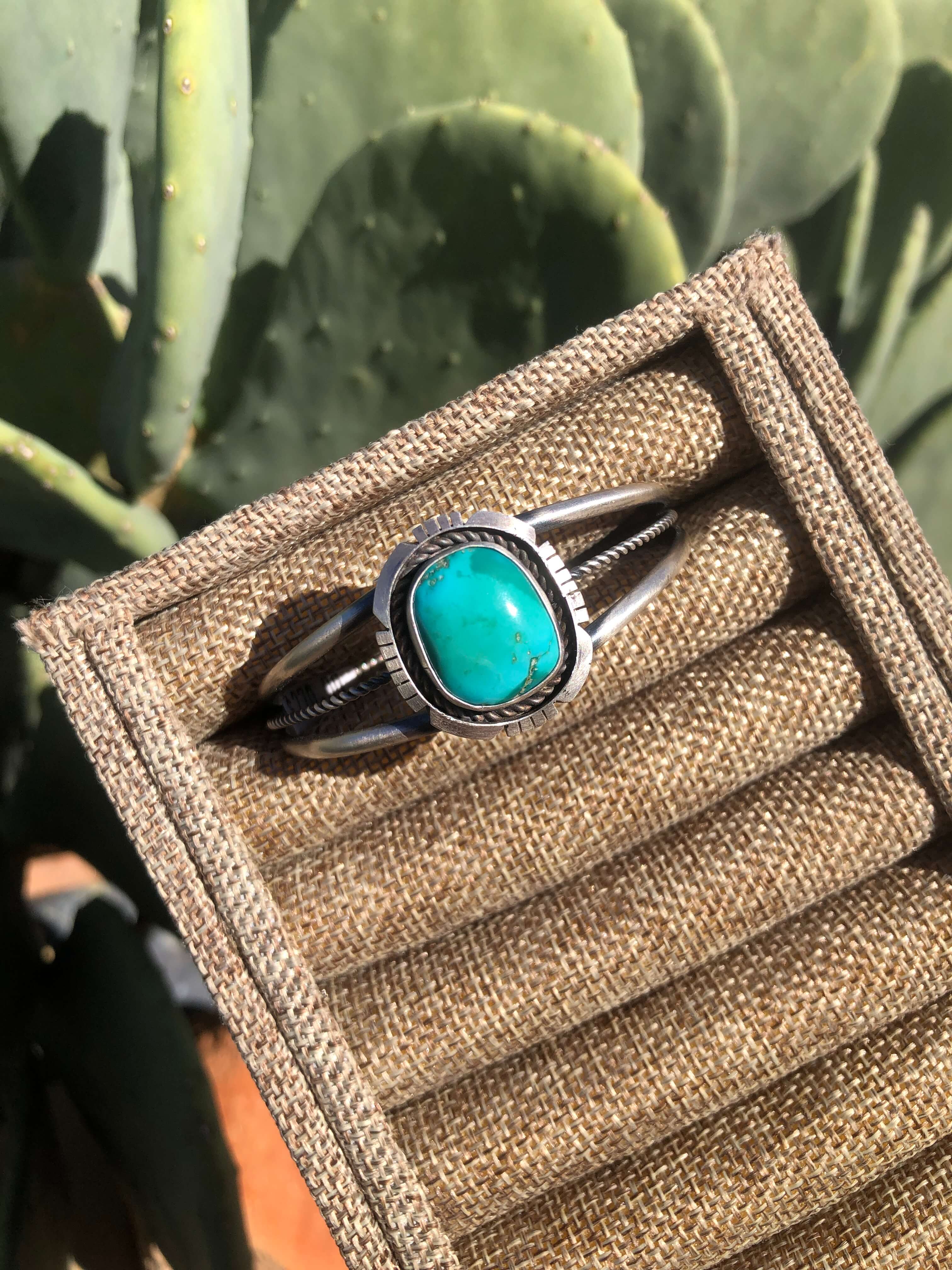 The Wynne Turquoise Cuff, 2-Bracelets & Cuffs-Calli Co., Turquoise and Silver Jewelry, Native American Handmade, Zuni Tribe, Navajo Tribe, Brock Texas