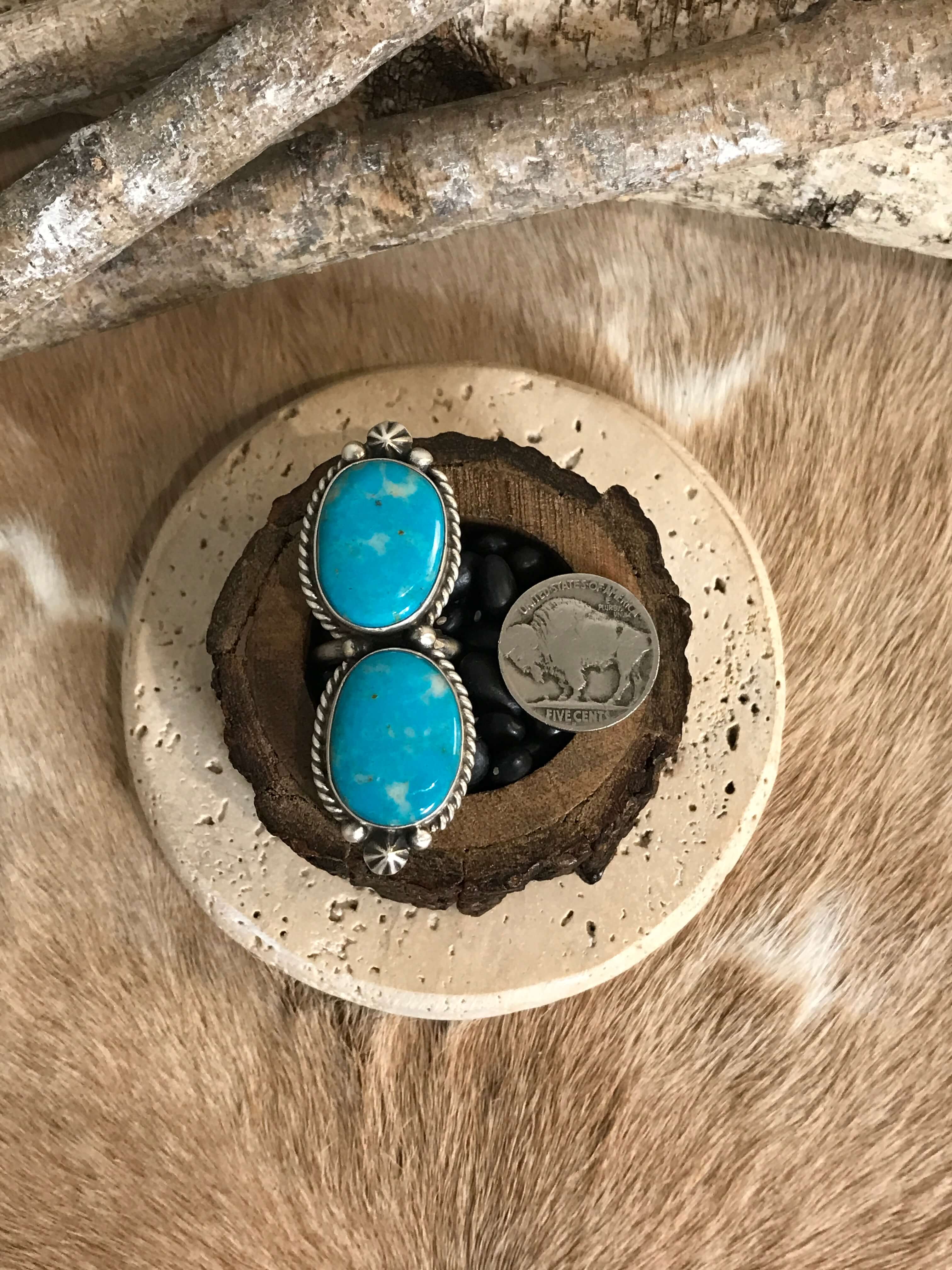 The Casa Loma Adjustable Ring, 10-Rings-Calli Co., Turquoise and Silver Jewelry, Native American Handmade, Zuni Tribe, Navajo Tribe, Brock Texas