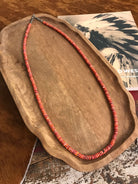 The Drover Necklace in Red Spiny, 30"-Necklaces-Calli Co., Turquoise and Silver Jewelry, Native American Handmade, Zuni Tribe, Navajo Tribe, Brock Texas