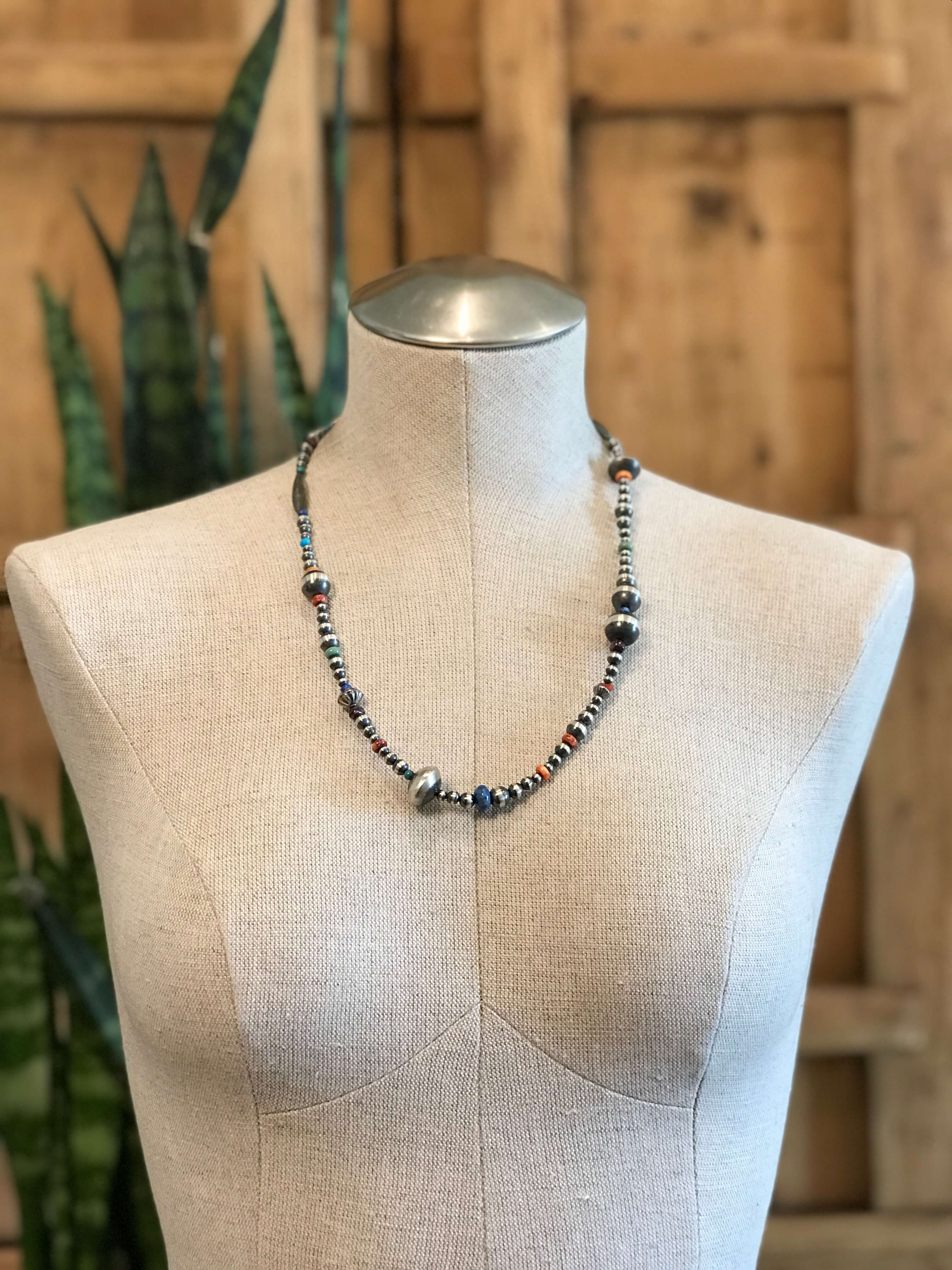 The Atlas Navajo Pearl Necklace-Necklaces-Calli Co., Turquoise and Silver Jewelry, Native American Handmade, Zuni Tribe, Navajo Tribe, Brock Texas