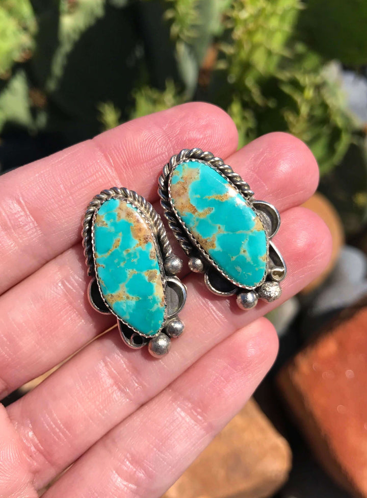 The Edmond Earrings, 1-Earrings-Calli Co., Turquoise and Silver Jewelry, Native American Handmade, Zuni Tribe, Navajo Tribe, Brock Texas
