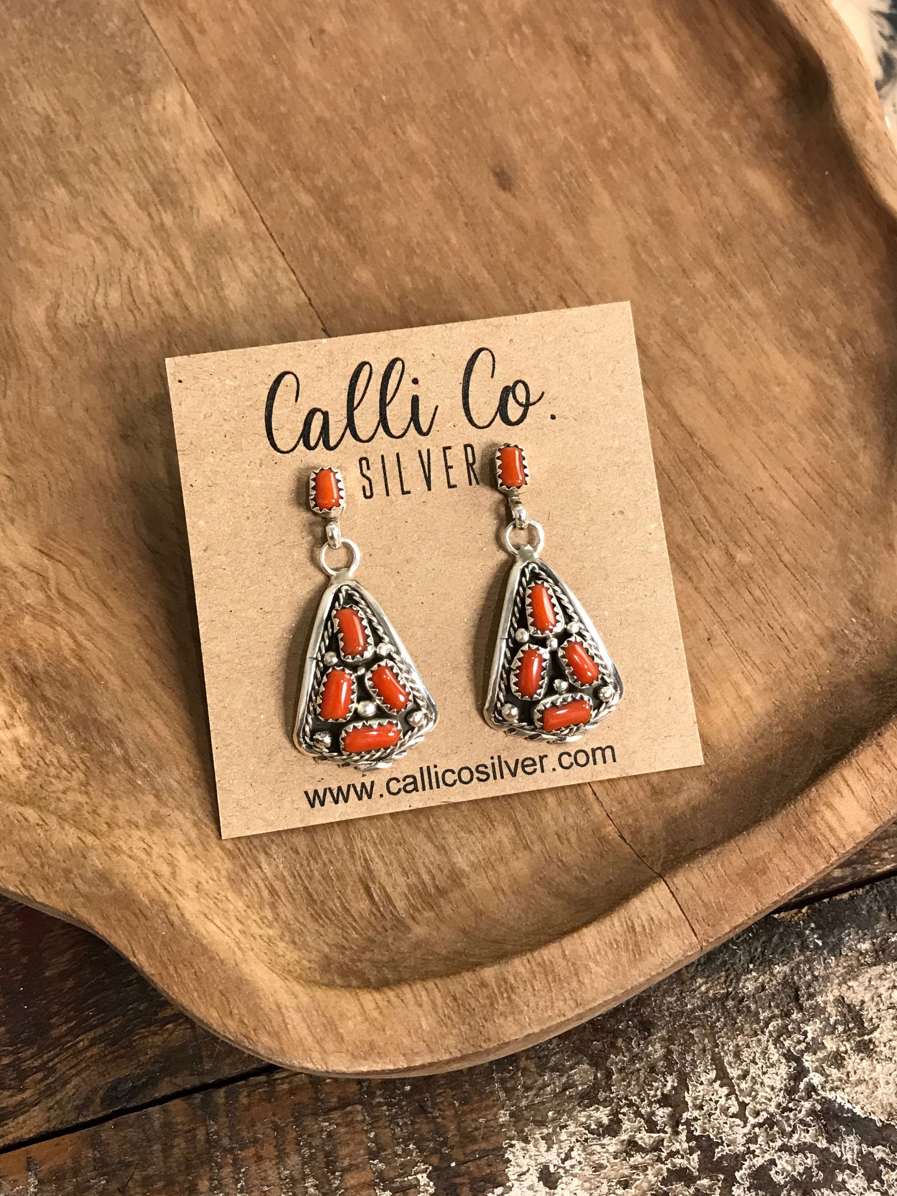 The Verona Earrings, 2-Earrings-Calli Co., Turquoise and Silver Jewelry, Native American Handmade, Zuni Tribe, Navajo Tribe, Brock Texas