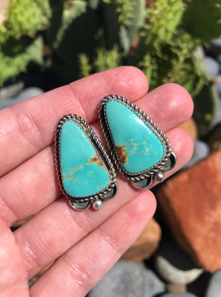 The Edmond Earrings, 2-Earrings-Calli Co., Turquoise and Silver Jewelry, Native American Handmade, Zuni Tribe, Navajo Tribe, Brock Texas
