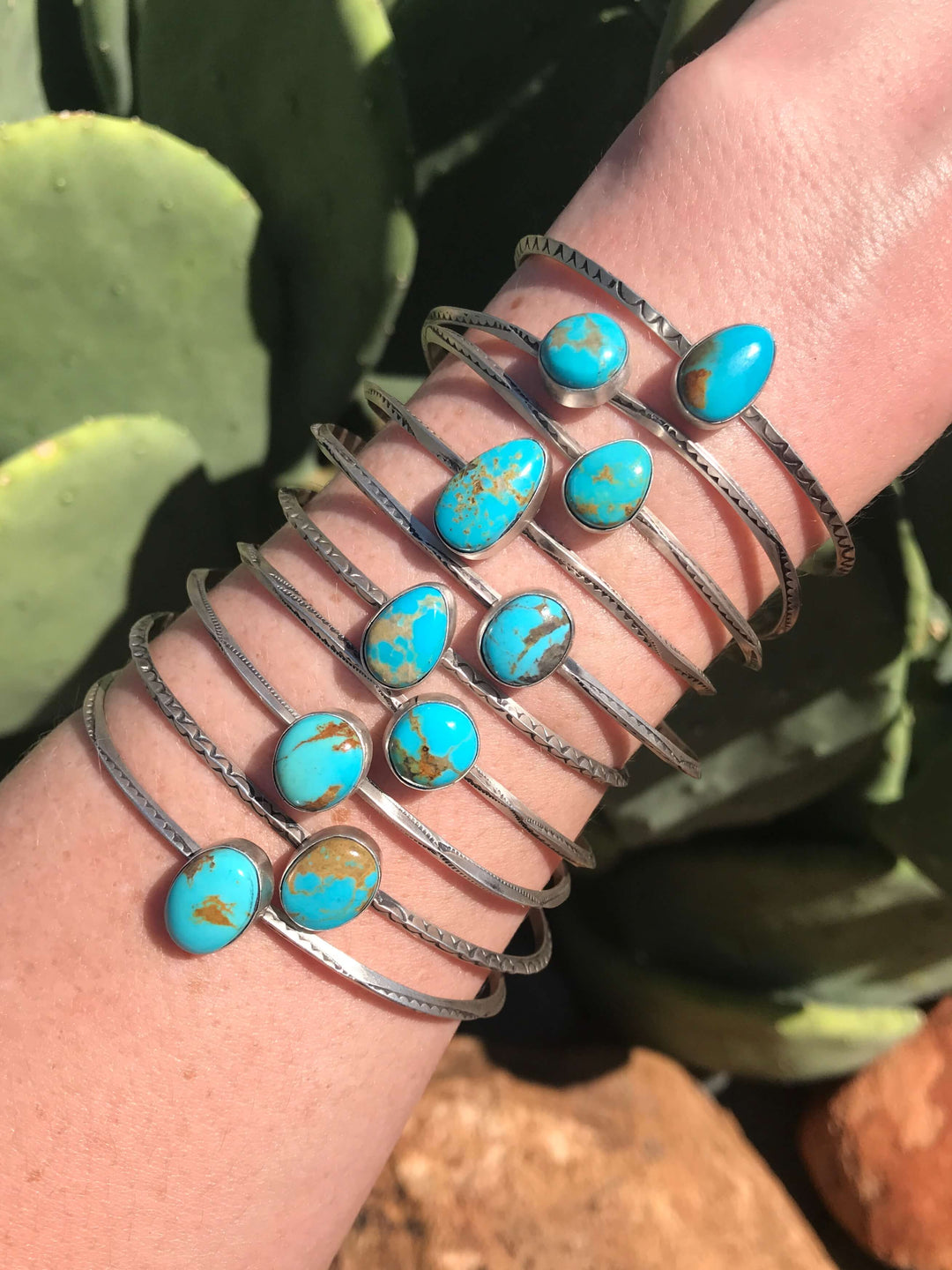 The Swansea Cuffs-Bracelets & Cuffs-Calli Co., Turquoise and Silver Jewelry, Native American Handmade, Zuni Tribe, Navajo Tribe, Brock Texas