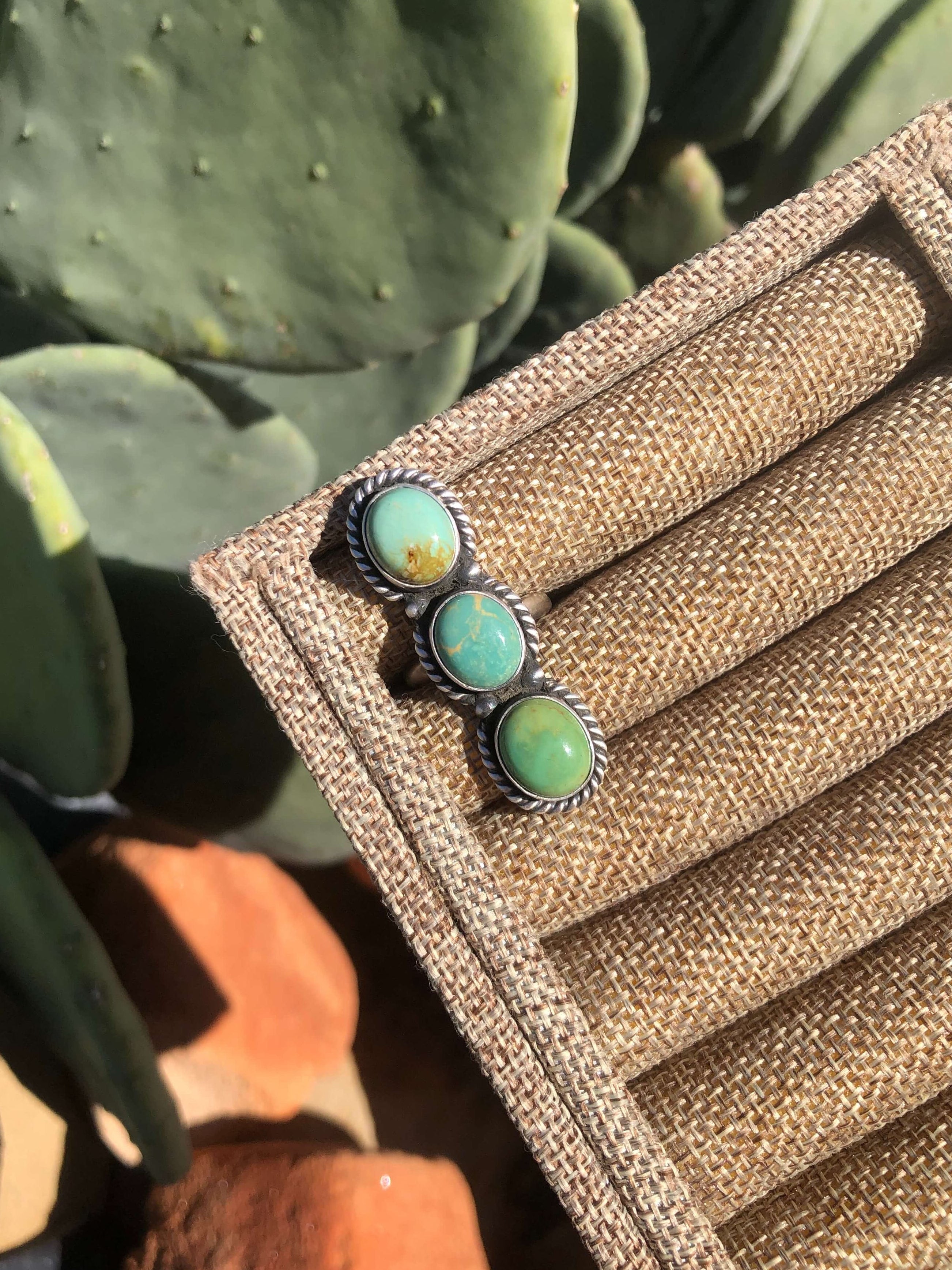 The 3 Stone Adjustable Ring, 6-Rings-Calli Co., Turquoise and Silver Jewelry, Native American Handmade, Zuni Tribe, Navajo Tribe, Brock Texas