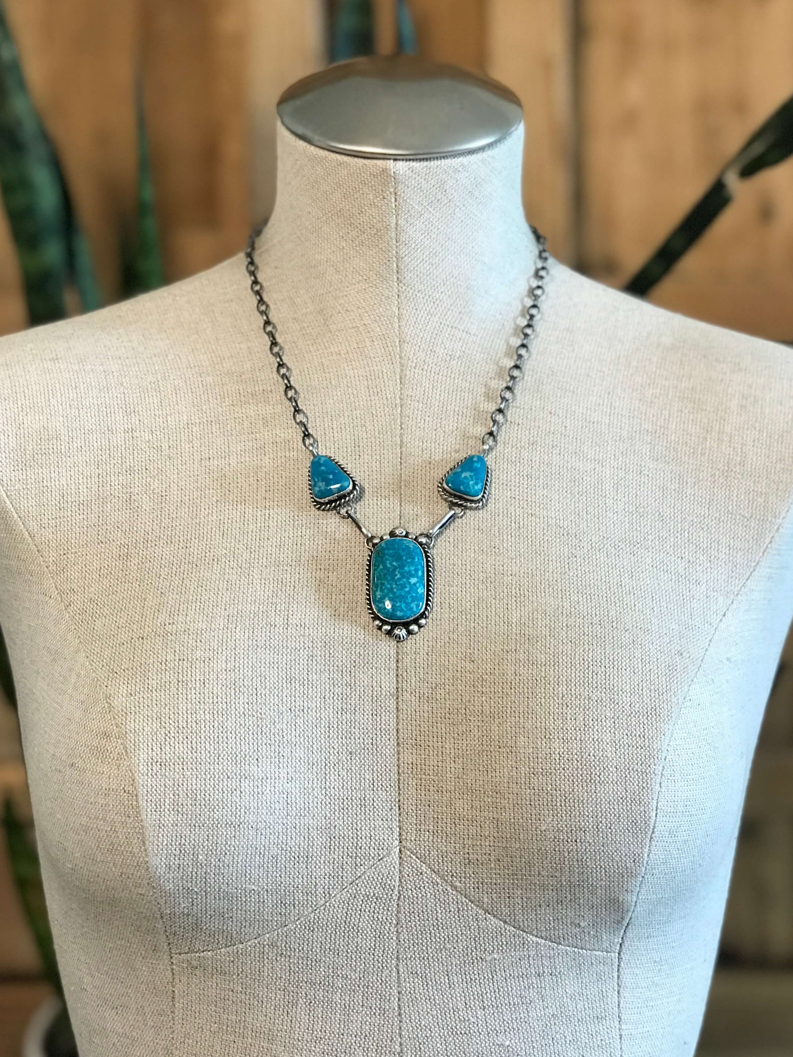 The Bristow Statement Necklace, 5-Necklaces-Calli Co., Turquoise and Silver Jewelry, Native American Handmade, Zuni Tribe, Navajo Tribe, Brock Texas