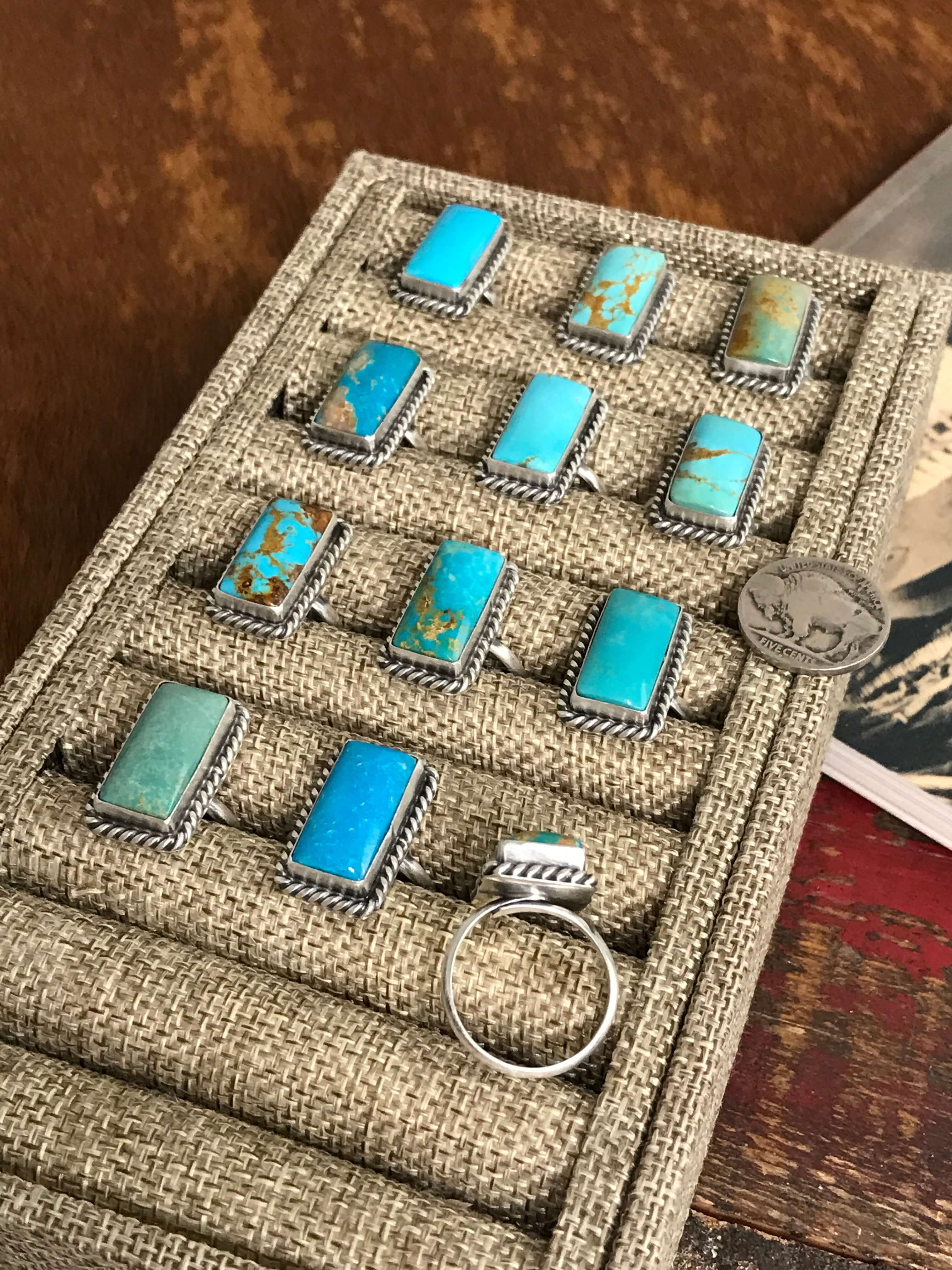 The Calian Adjustable Turquoise Rings-Rings-Calli Co., Turquoise and Silver Jewelry, Native American Handmade, Zuni Tribe, Navajo Tribe, Brock Texas