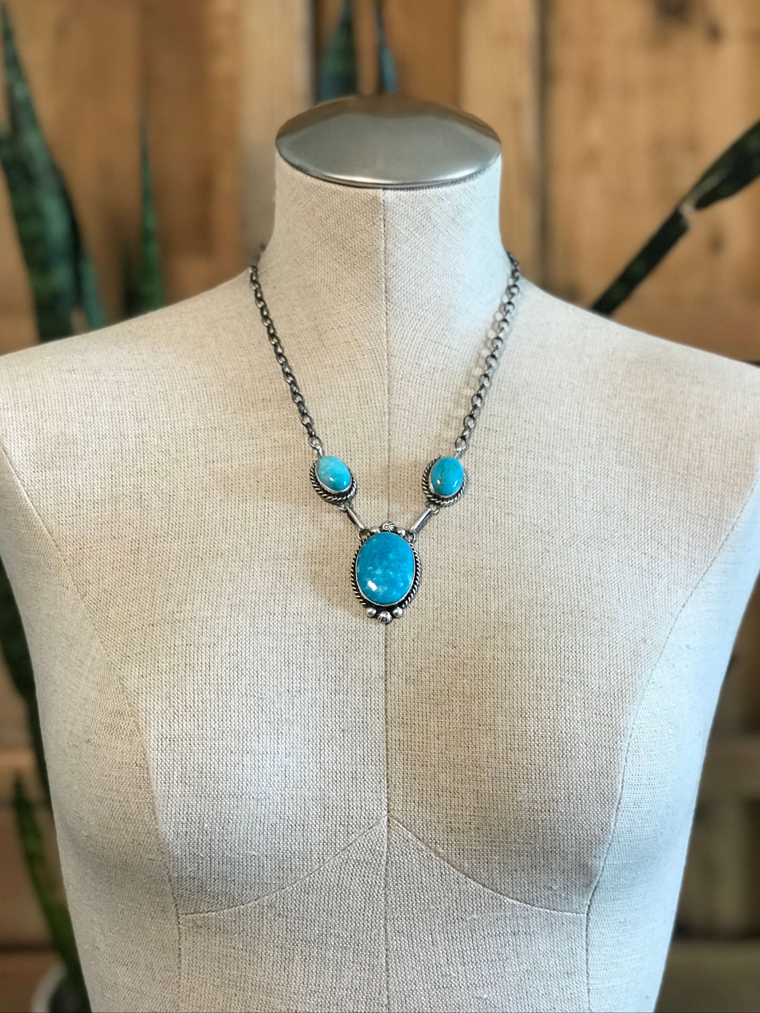 The Bristow Statement Necklace, 10-Necklaces-Calli Co., Turquoise and Silver Jewelry, Native American Handmade, Zuni Tribe, Navajo Tribe, Brock Texas