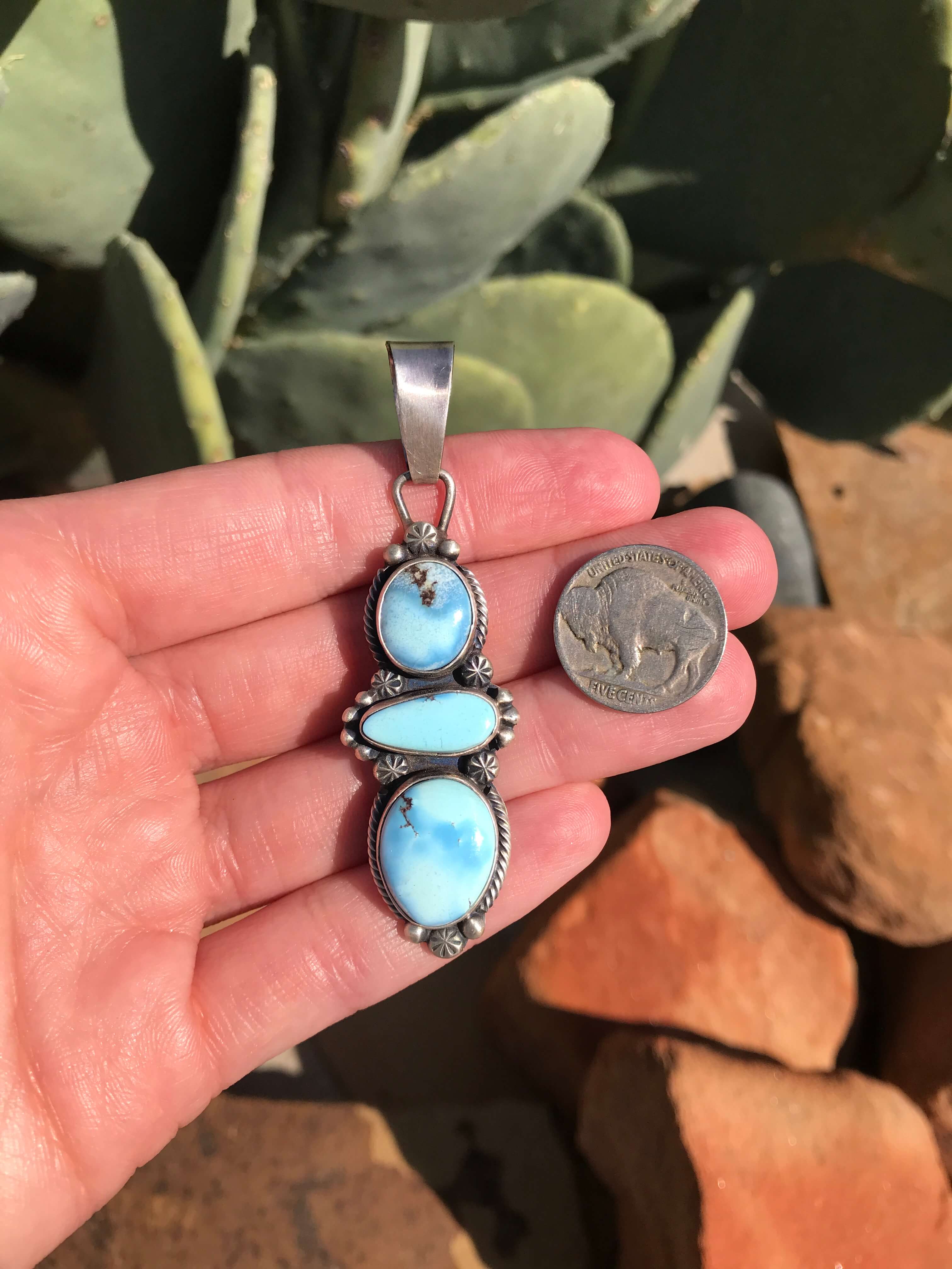 The Roanoke Pendant, 2-Pendants-Calli Co., Turquoise and Silver Jewelry, Native American Handmade, Zuni Tribe, Navajo Tribe, Brock Texas