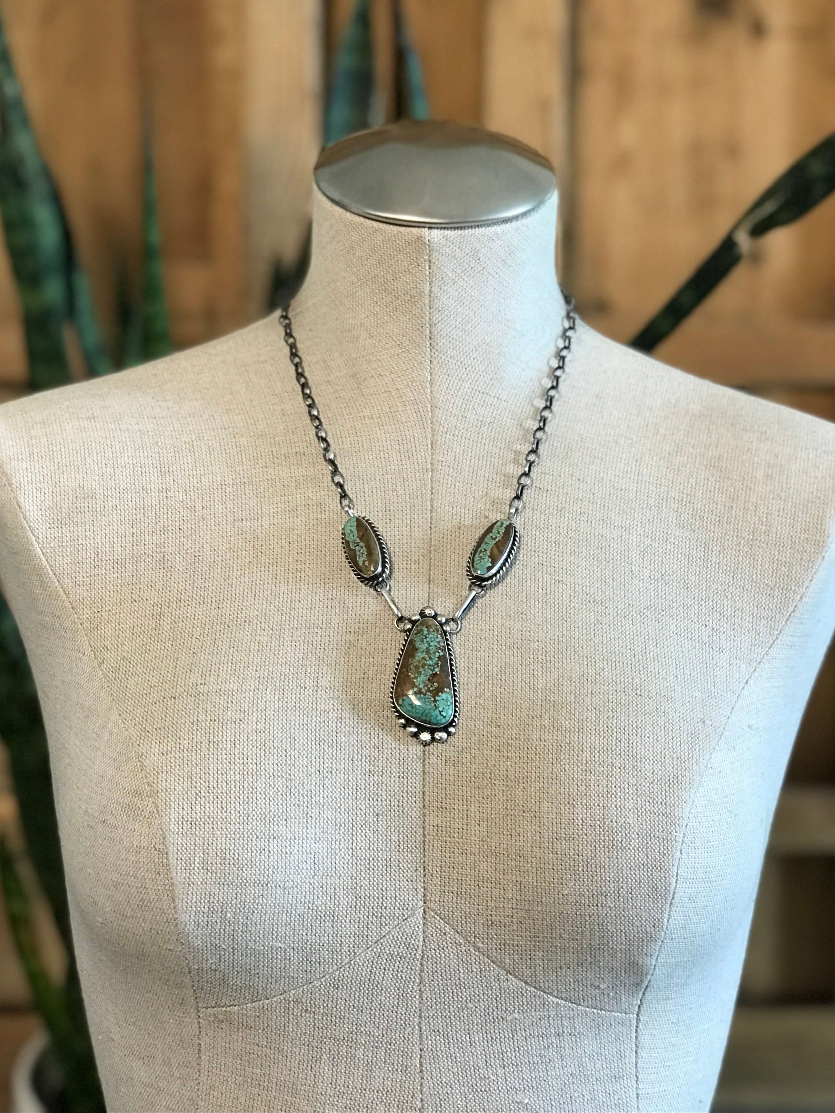 The Bristow Statement Necklace, 18-Necklaces-Calli Co., Turquoise and Silver Jewelry, Native American Handmade, Zuni Tribe, Navajo Tribe, Brock Texas