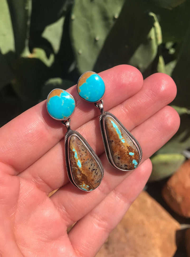 The Palo Verde Earrings, 2-Earrings-Calli Co., Turquoise and Silver Jewelry, Native American Handmade, Zuni Tribe, Navajo Tribe, Brock Texas