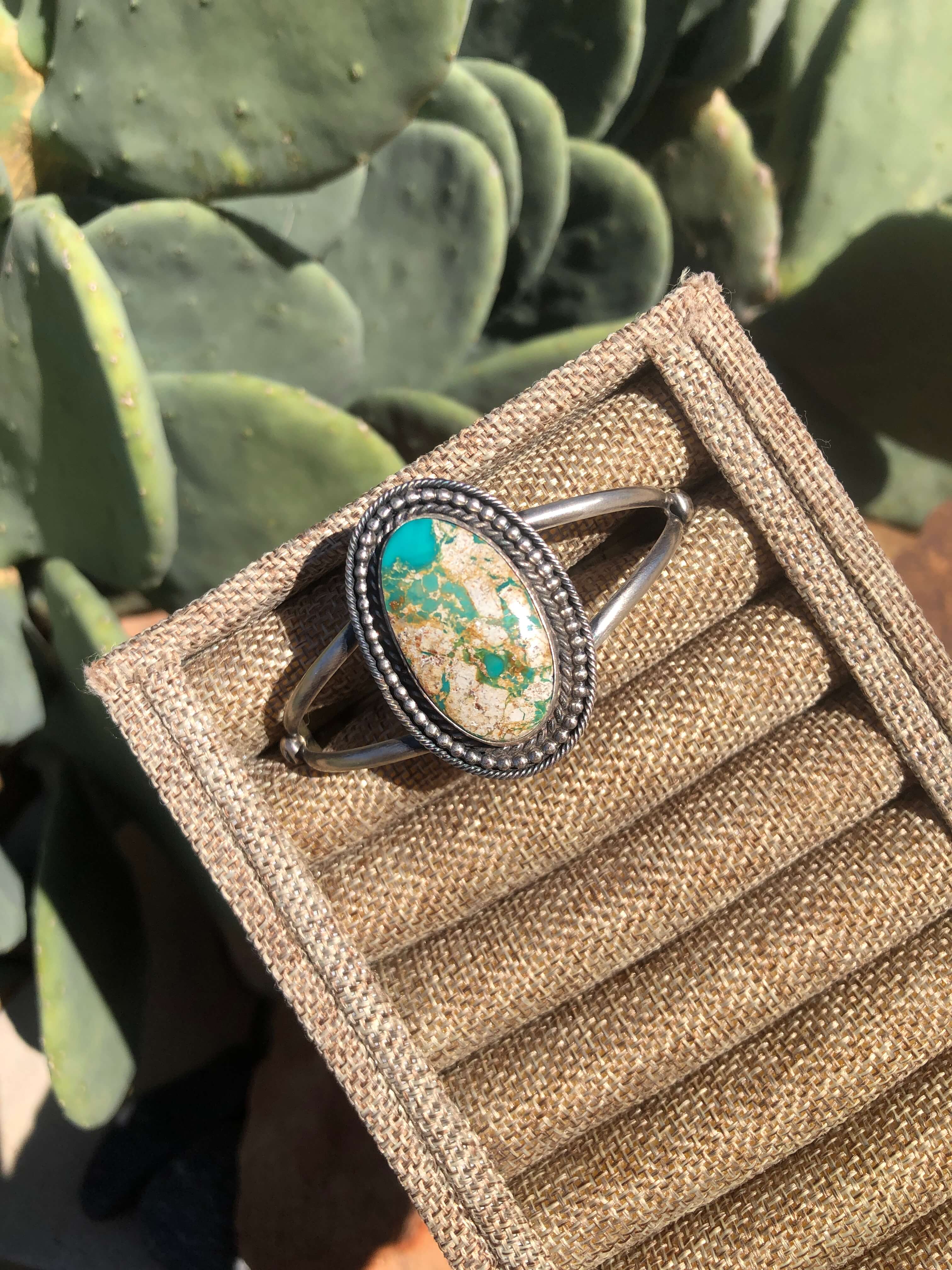 The Bozeman Turquoise Cuff-Bracelets & Cuffs-Calli Co., Turquoise and Silver Jewelry, Native American Handmade, Zuni Tribe, Navajo Tribe, Brock Texas