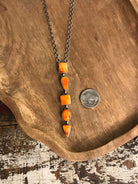 The Arroyo Lariat Necklace in Spiny Oyster, 2-Necklaces-Calli Co., Turquoise and Silver Jewelry, Native American Handmade, Zuni Tribe, Navajo Tribe, Brock Texas