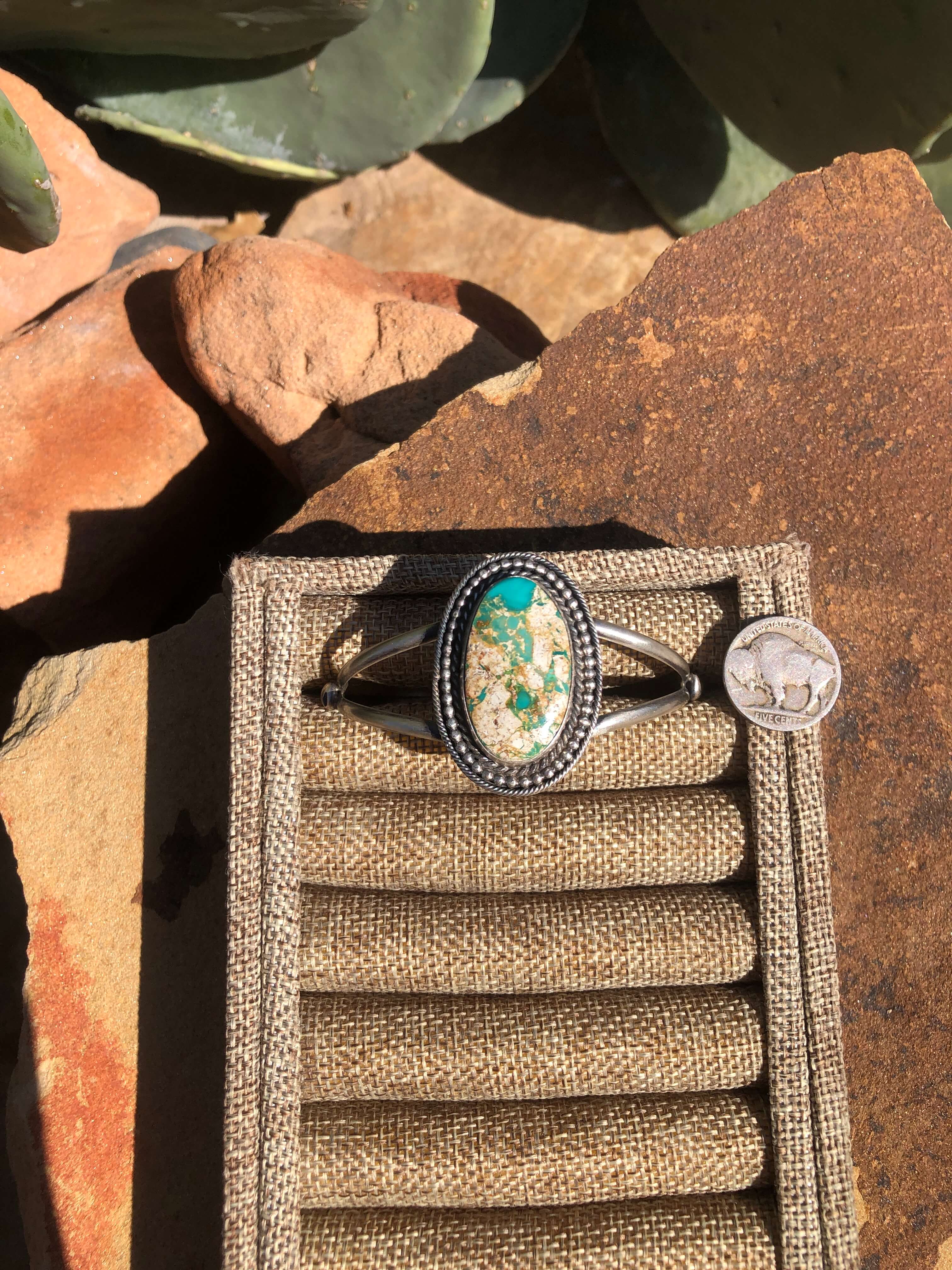 The Bozeman Turquoise Cuff-Bracelets & Cuffs-Calli Co., Turquoise and Silver Jewelry, Native American Handmade, Zuni Tribe, Navajo Tribe, Brock Texas