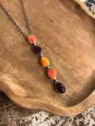 The Arroyo Lariat Necklace in Spiny Oyster, 4-Necklaces-Calli Co., Turquoise and Silver Jewelry, Native American Handmade, Zuni Tribe, Navajo Tribe, Brock Texas