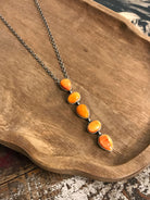 The Arroyo Lariat Necklace in Spiny Oyster, 5-Necklaces-Calli Co., Turquoise and Silver Jewelry, Native American Handmade, Zuni Tribe, Navajo Tribe, Brock Texas