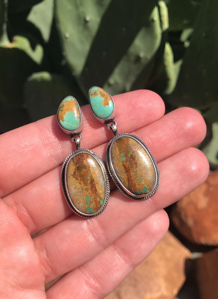 The Palo Verde Earrings, 4-Earrings-Calli Co., Turquoise and Silver Jewelry, Native American Handmade, Zuni Tribe, Navajo Tribe, Brock Texas