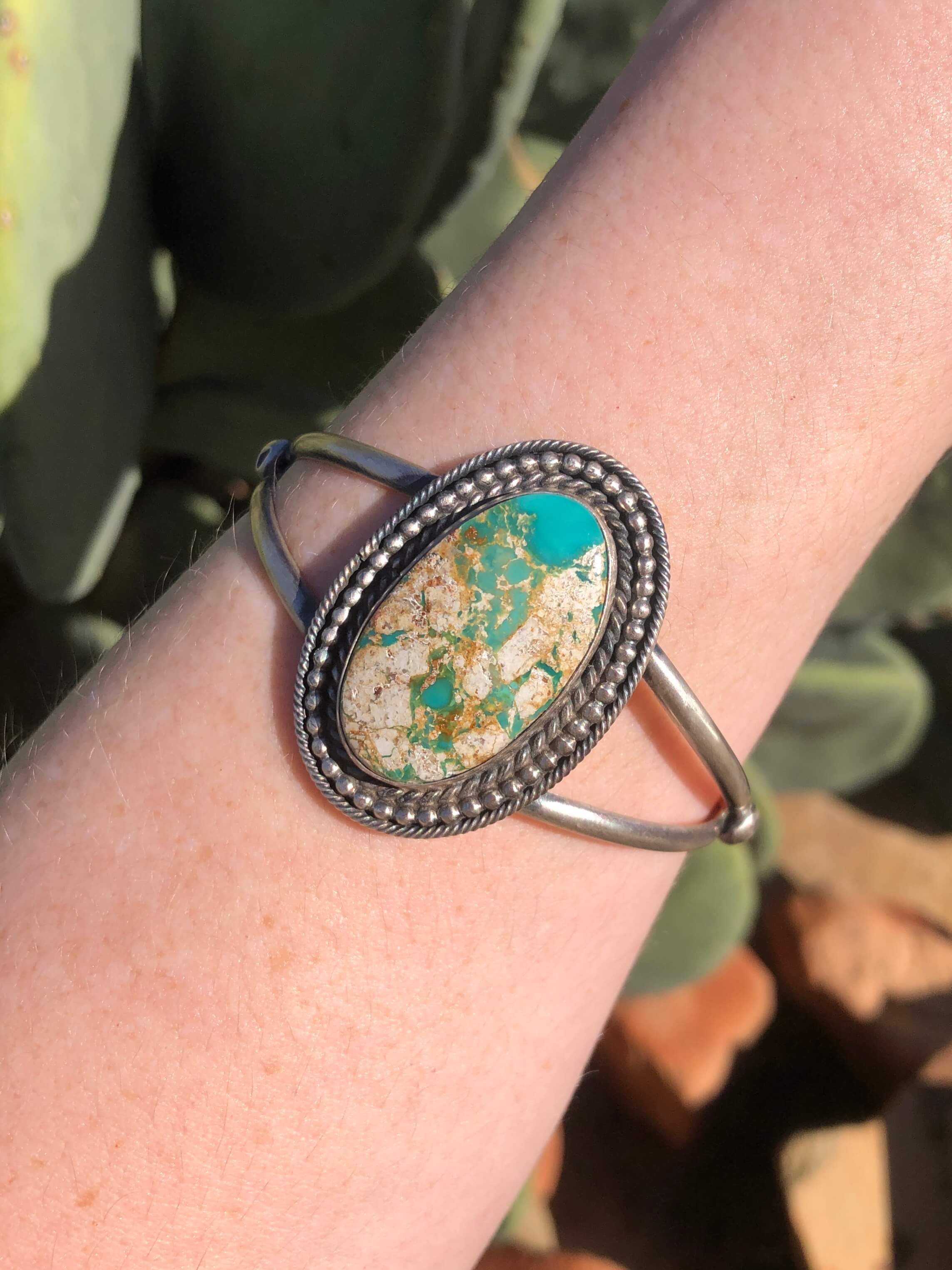 The Bozeman Turquoise Cuff-Bracelets & Cuffs-Calli Co., Turquoise and Silver Jewelry, Native American Handmade, Zuni Tribe, Navajo Tribe, Brock Texas