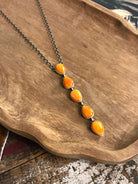 The Arroyo Lariat Necklace in Spiny Oyster, 6-Necklaces-Calli Co., Turquoise and Silver Jewelry, Native American Handmade, Zuni Tribe, Navajo Tribe, Brock Texas