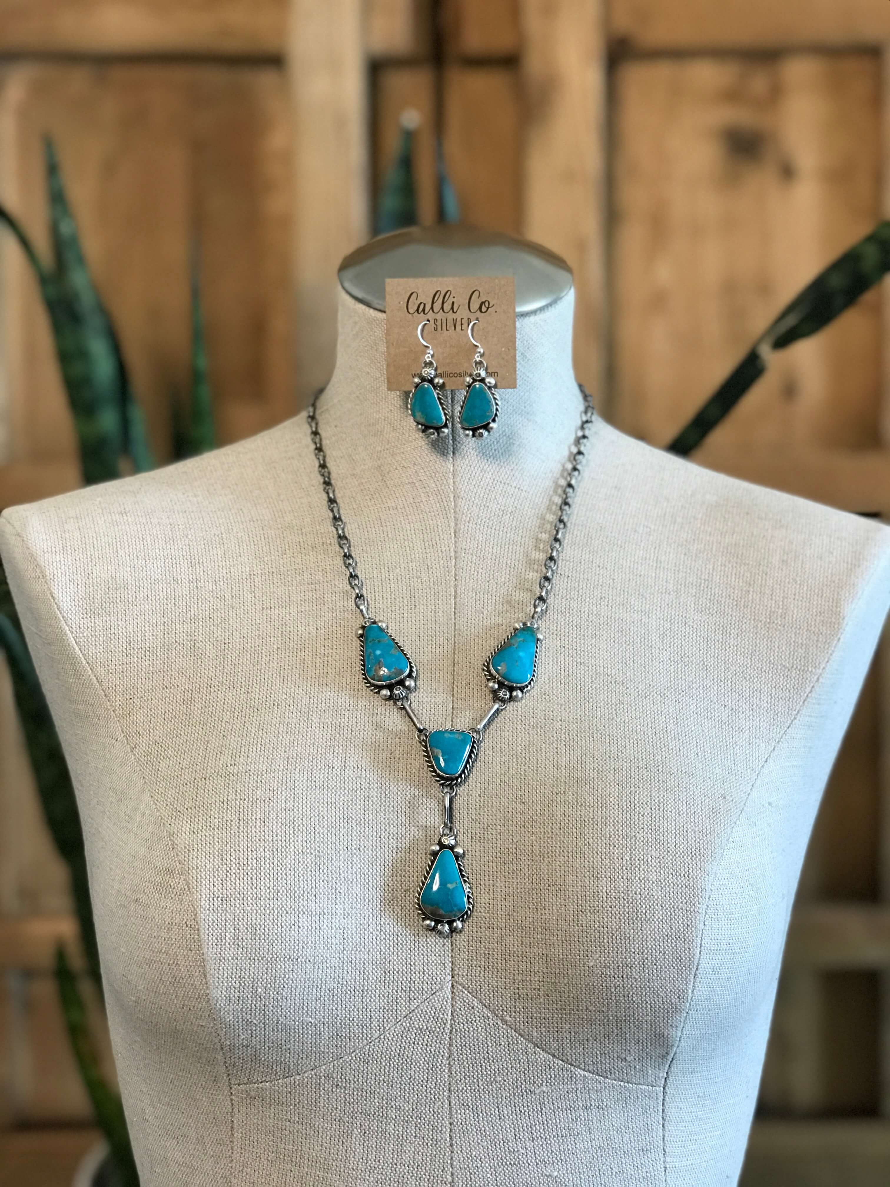 The Copeland Lariat Necklace Set, 24-Necklaces-Calli Co., Turquoise and Silver Jewelry, Native American Handmade, Zuni Tribe, Navajo Tribe, Brock Texas