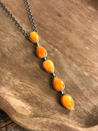 The Arroyo Lariat Necklace in Spiny Oyster, 6-Necklaces-Calli Co., Turquoise and Silver Jewelry, Native American Handmade, Zuni Tribe, Navajo Tribe, Brock Texas