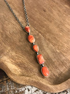 The Arroyo Lariat Necklace in Spiny Oyster, 7-Necklaces-Calli Co., Turquoise and Silver Jewelry, Native American Handmade, Zuni Tribe, Navajo Tribe, Brock Texas