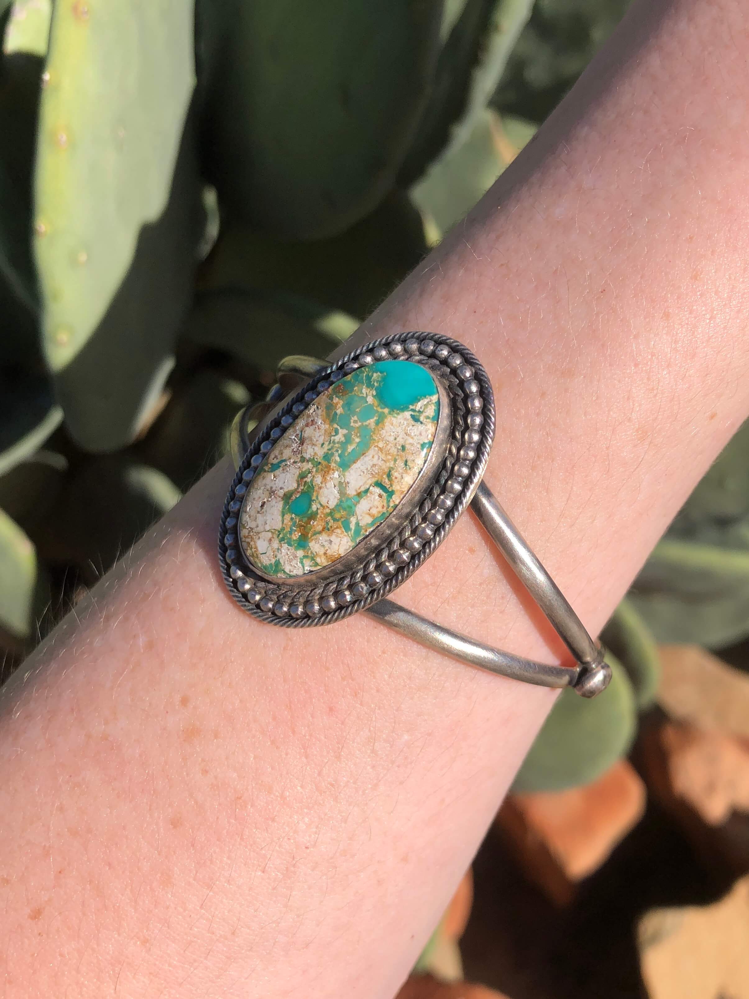 The Bozeman Turquoise Cuff-Bracelets & Cuffs-Calli Co., Turquoise and Silver Jewelry, Native American Handmade, Zuni Tribe, Navajo Tribe, Brock Texas