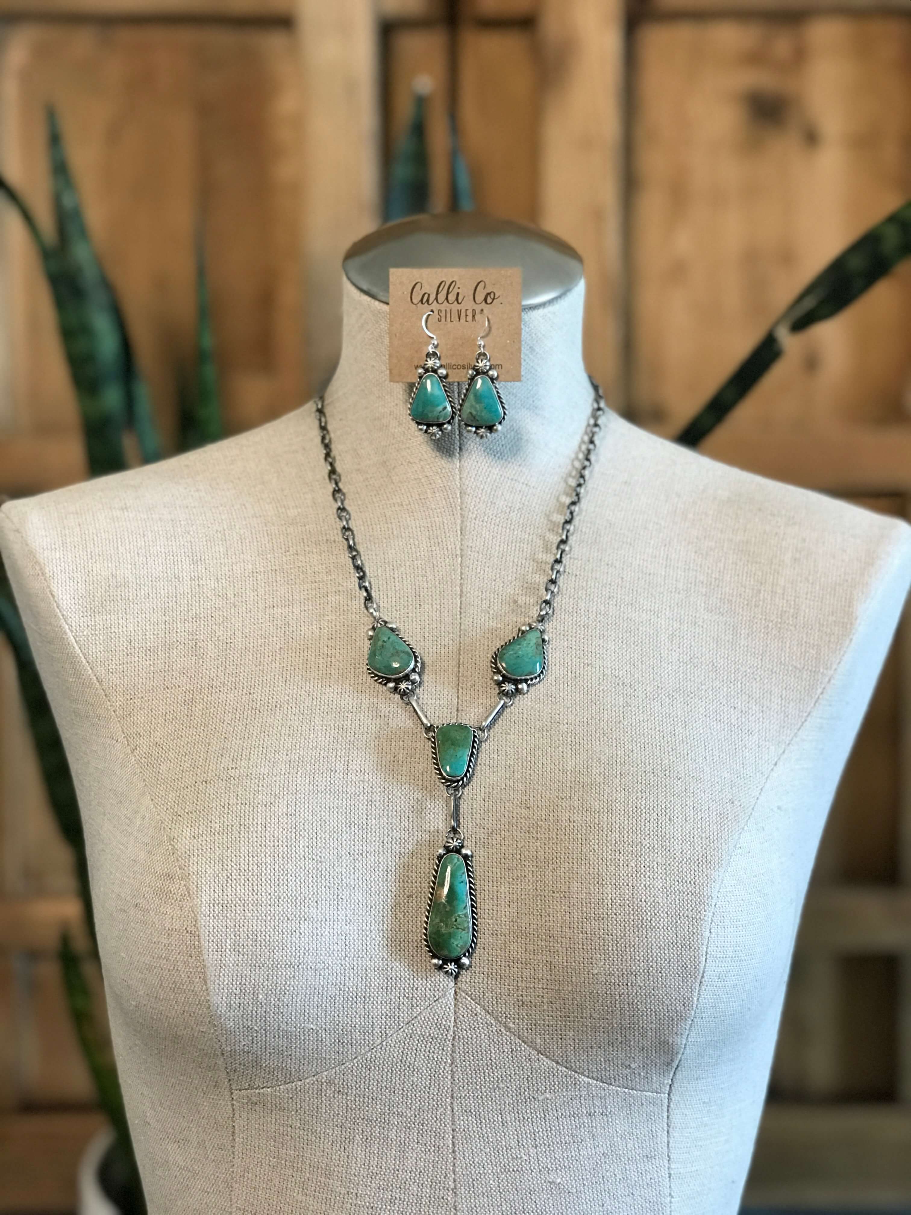 The Copeland Lariat Necklace Set, 26-Necklaces-Calli Co., Turquoise and Silver Jewelry, Native American Handmade, Zuni Tribe, Navajo Tribe, Brock Texas