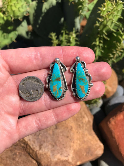 The Edmond Earrings, 7-Earrings-Calli Co., Turquoise and Silver Jewelry, Native American Handmade, Zuni Tribe, Navajo Tribe, Brock Texas