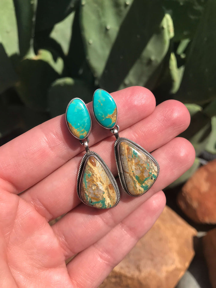 The Palo Verde Earrings, 5-Earrings-Calli Co., Turquoise and Silver Jewelry, Native American Handmade, Zuni Tribe, Navajo Tribe, Brock Texas