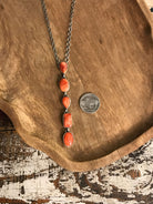 The Arroyo Lariat Necklace in Spiny Oyster, 7-Necklaces-Calli Co., Turquoise and Silver Jewelry, Native American Handmade, Zuni Tribe, Navajo Tribe, Brock Texas