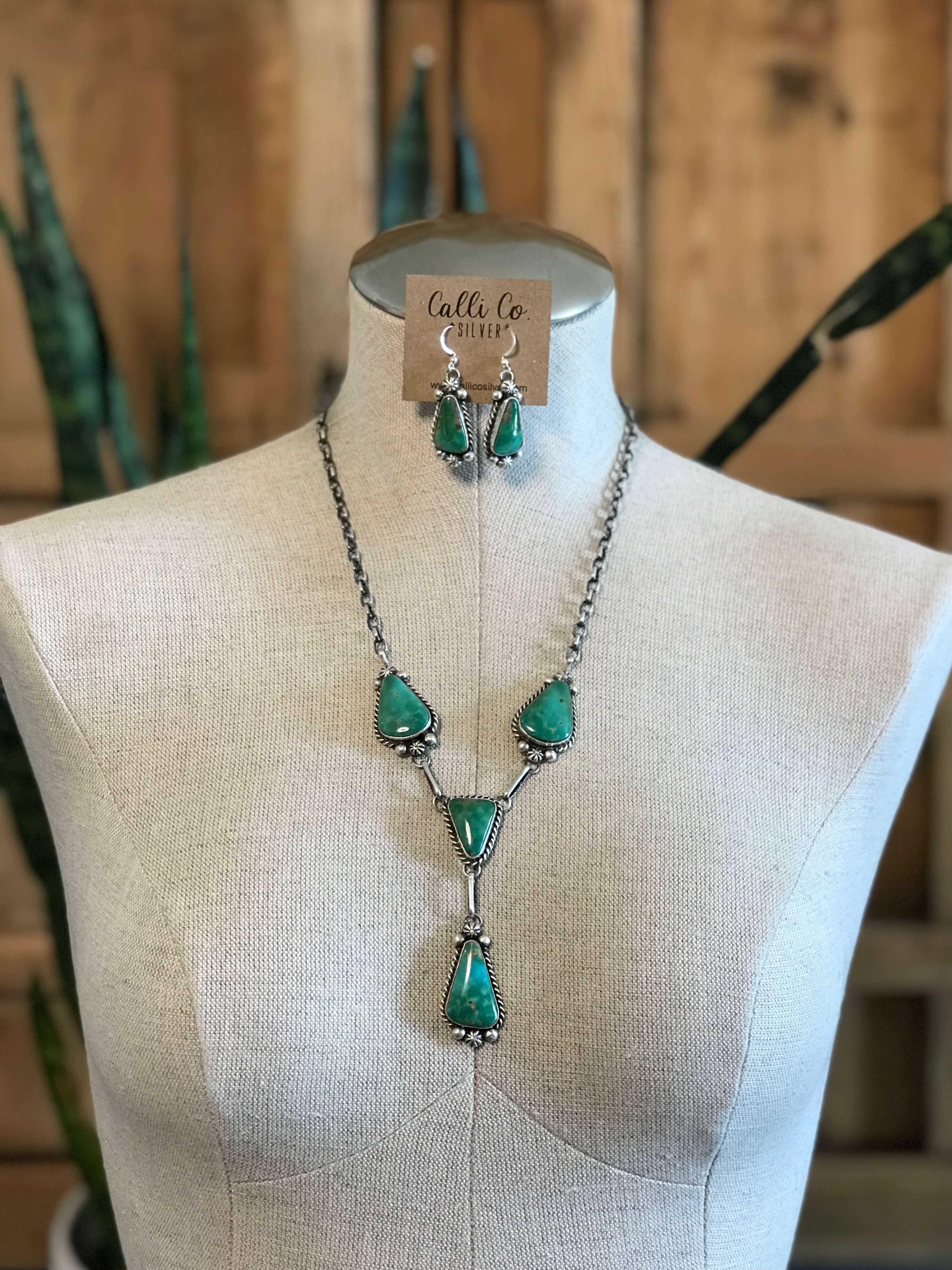 The Copeland Lariat Necklace Set, 27-Necklaces-Calli Co., Turquoise and Silver Jewelry, Native American Handmade, Zuni Tribe, Navajo Tribe, Brock Texas