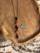 The Arroyo Lariat Necklace in Spiny Oyster, 8-Necklaces-Calli Co., Turquoise and Silver Jewelry, Native American Handmade, Zuni Tribe, Navajo Tribe, Brock Texas