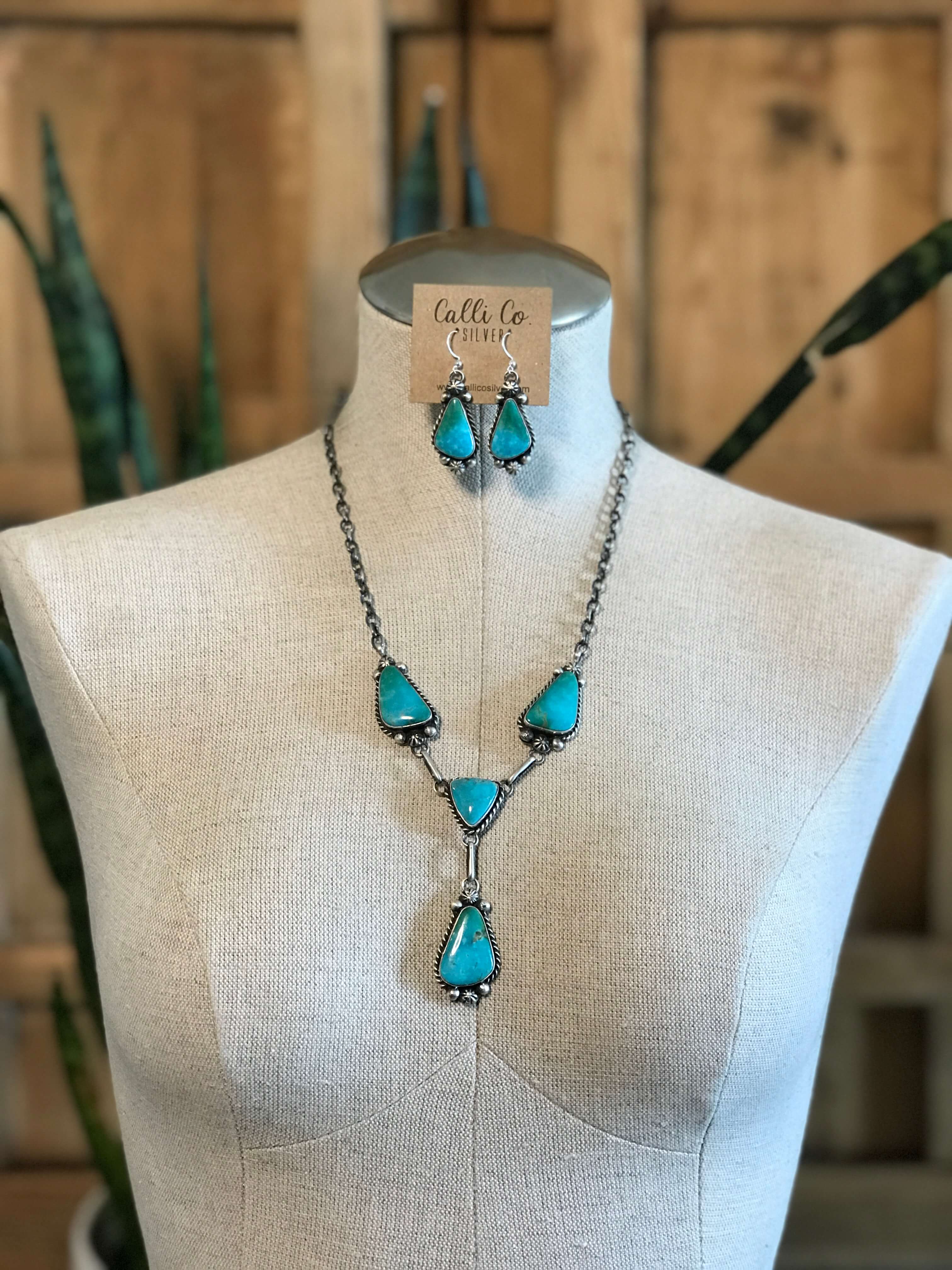 The Copeland Lariat Necklace Set, 28-Necklaces-Calli Co., Turquoise and Silver Jewelry, Native American Handmade, Zuni Tribe, Navajo Tribe, Brock Texas