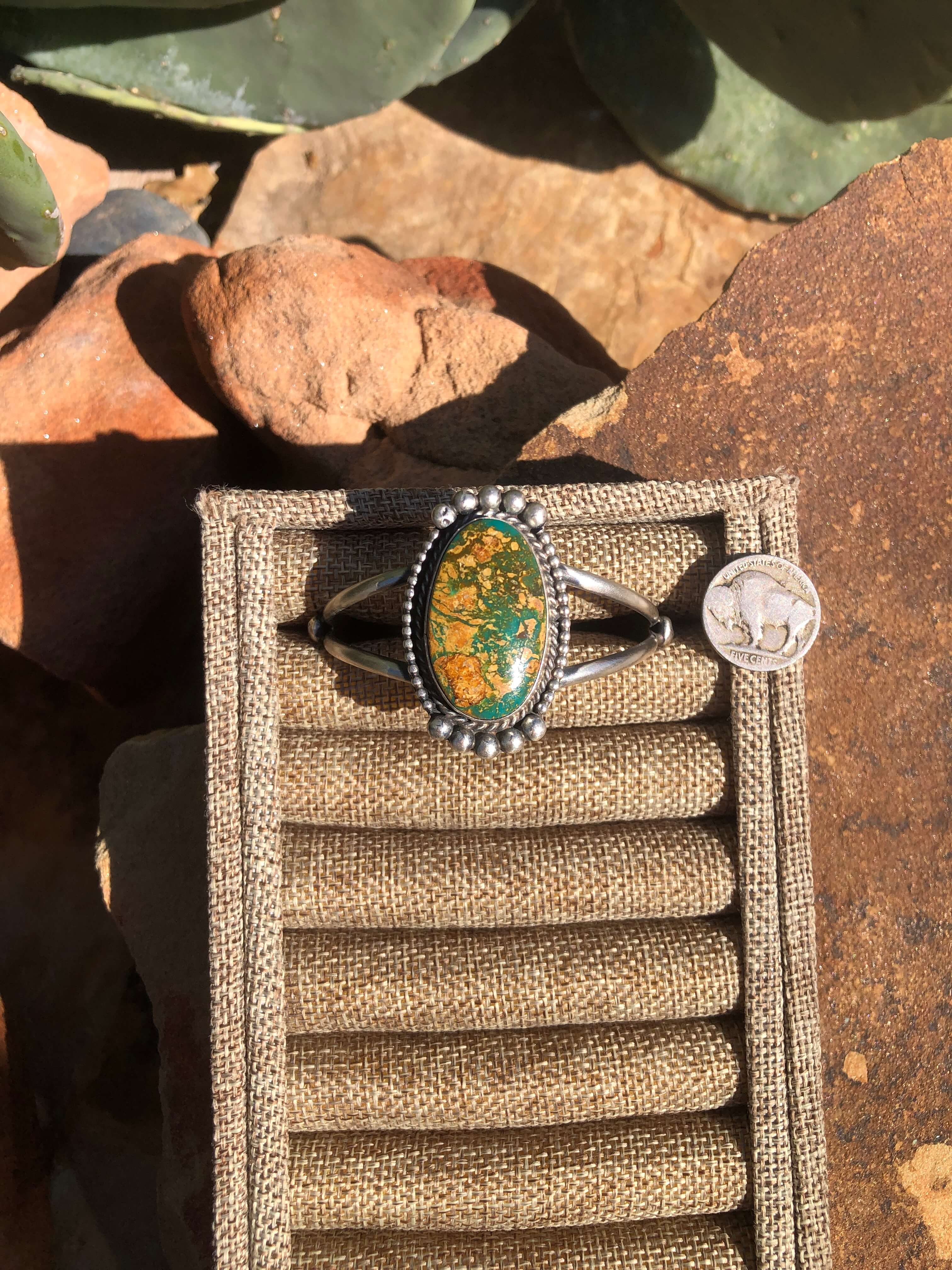 The Medora Turquoise Cuff-Bracelets & Cuffs-Calli Co., Turquoise and Silver Jewelry, Native American Handmade, Zuni Tribe, Navajo Tribe, Brock Texas