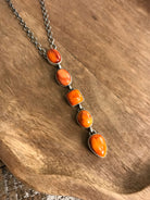 The Arroyo Lariat Necklace in Spiny Oyster, 10-Necklaces-Calli Co., Turquoise and Silver Jewelry, Native American Handmade, Zuni Tribe, Navajo Tribe, Brock Texas